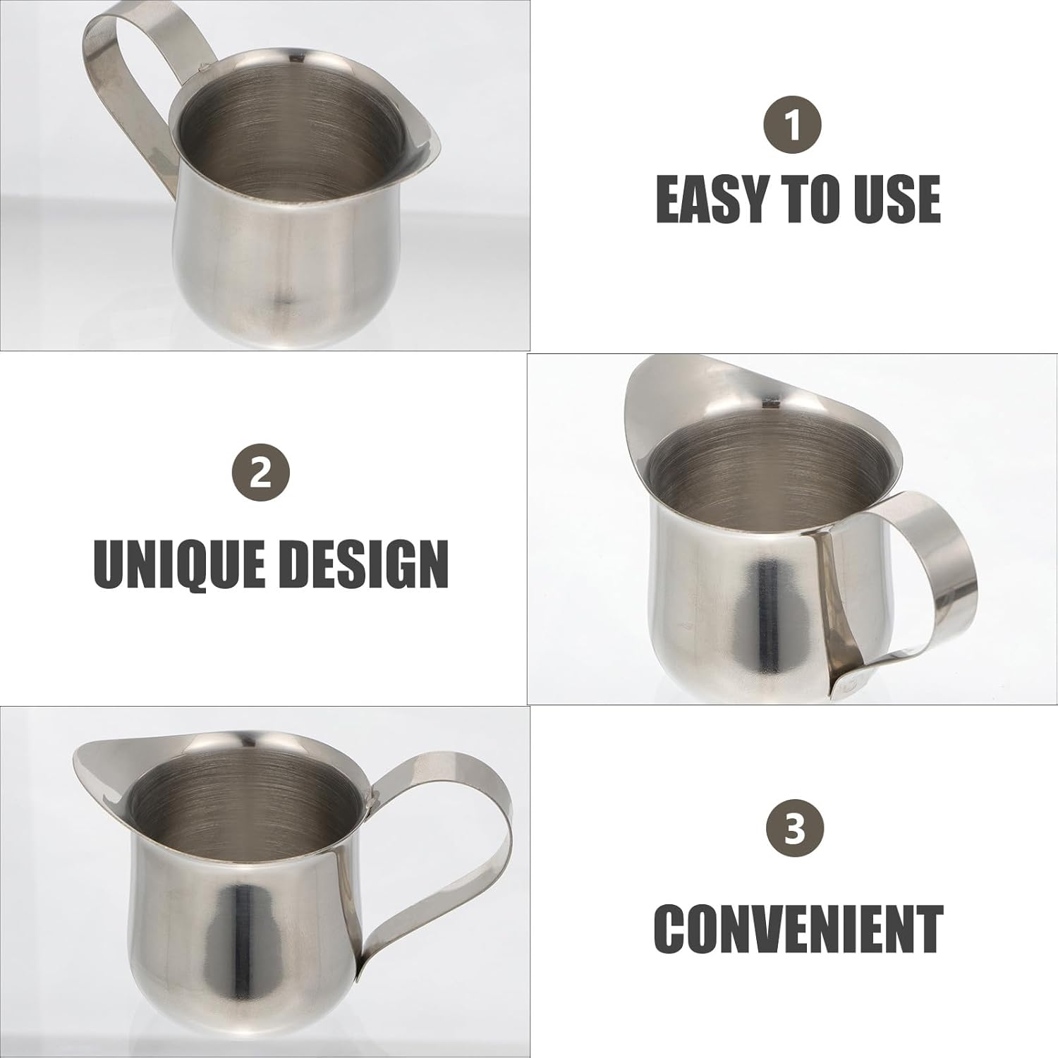 SAFIGLE Stainless Steel Milk Frothing Pitcher 50Ml 2Oz Coffee Garland Cup with Spout for Cafe Espresso Latte Art Milk Warmer Jug image number 6