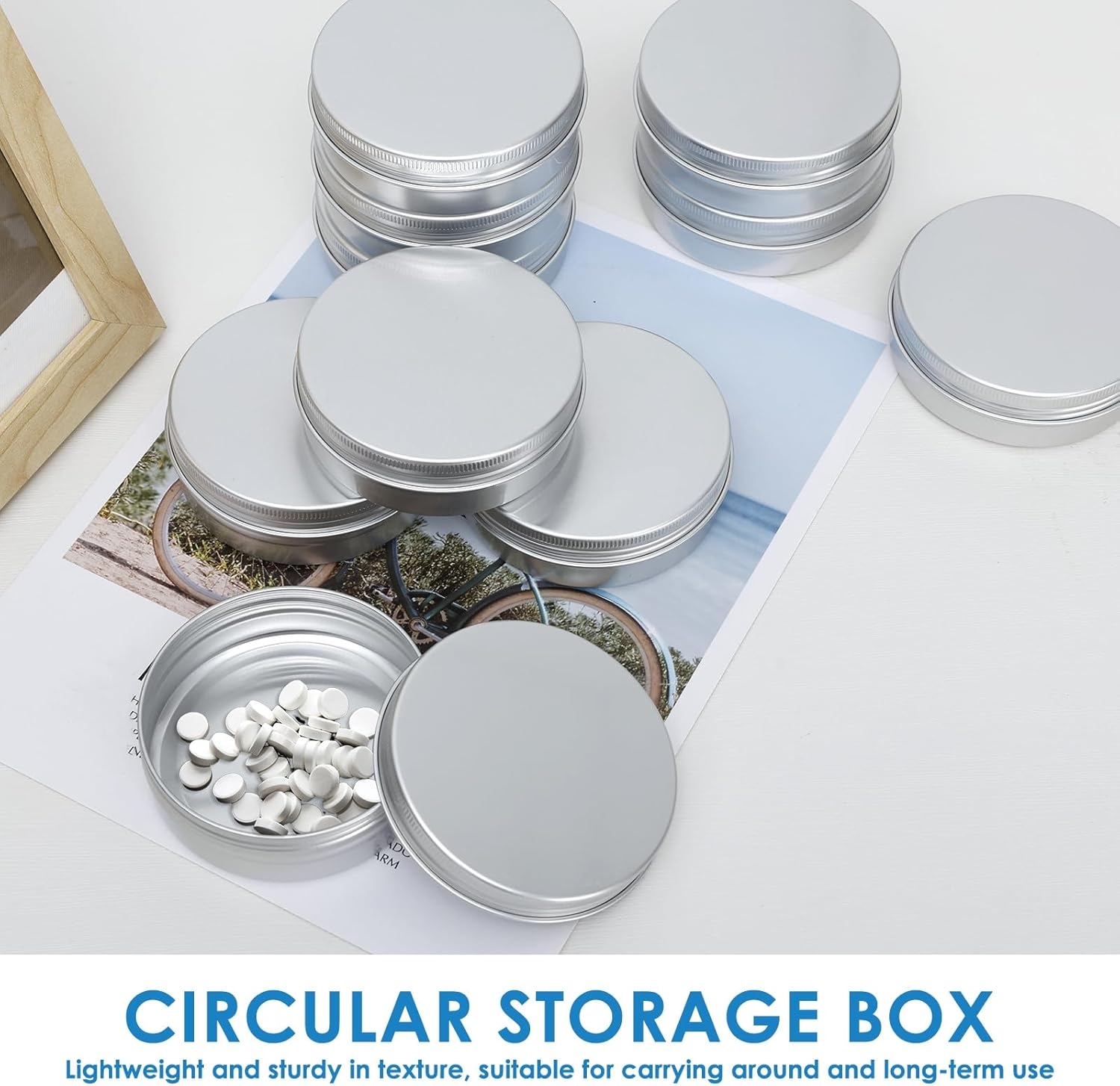 Awobepl 50 Pack 100Ml Aluminum Tin Jars with Airtight Screw Lids - Food Grade Reusable Containers for Cosmetics, Candies, Crafts & Coins image number 4