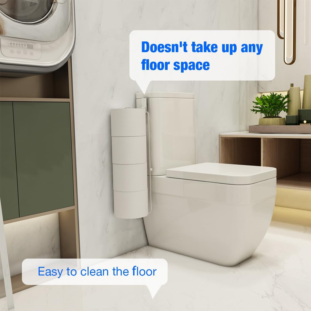 Toilet Paper Holder Brushed Nickel for 4 Roll Tissue, 1 Pack Bathroom Toilet Paper Storage over the Tank, Stainless Steel Rustproof Bathroom Toilet Paper Roll Holder Wall Mount