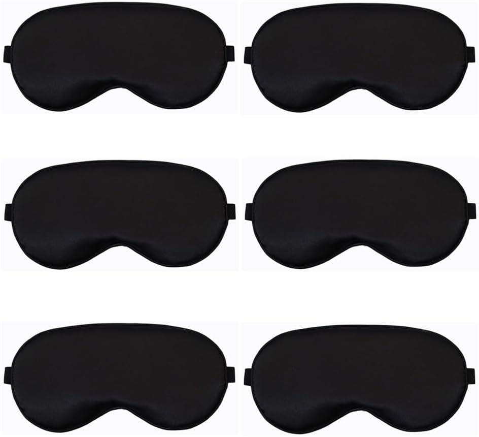 6 Pack Sleep Mask, Silk Sleep Mask, Super Soft Eye Masks with Adjustable Strap, Silk Eye Cover Soft Satin Blindfold Elastic Strap Night Eyeshade Travel Nap for Women Men