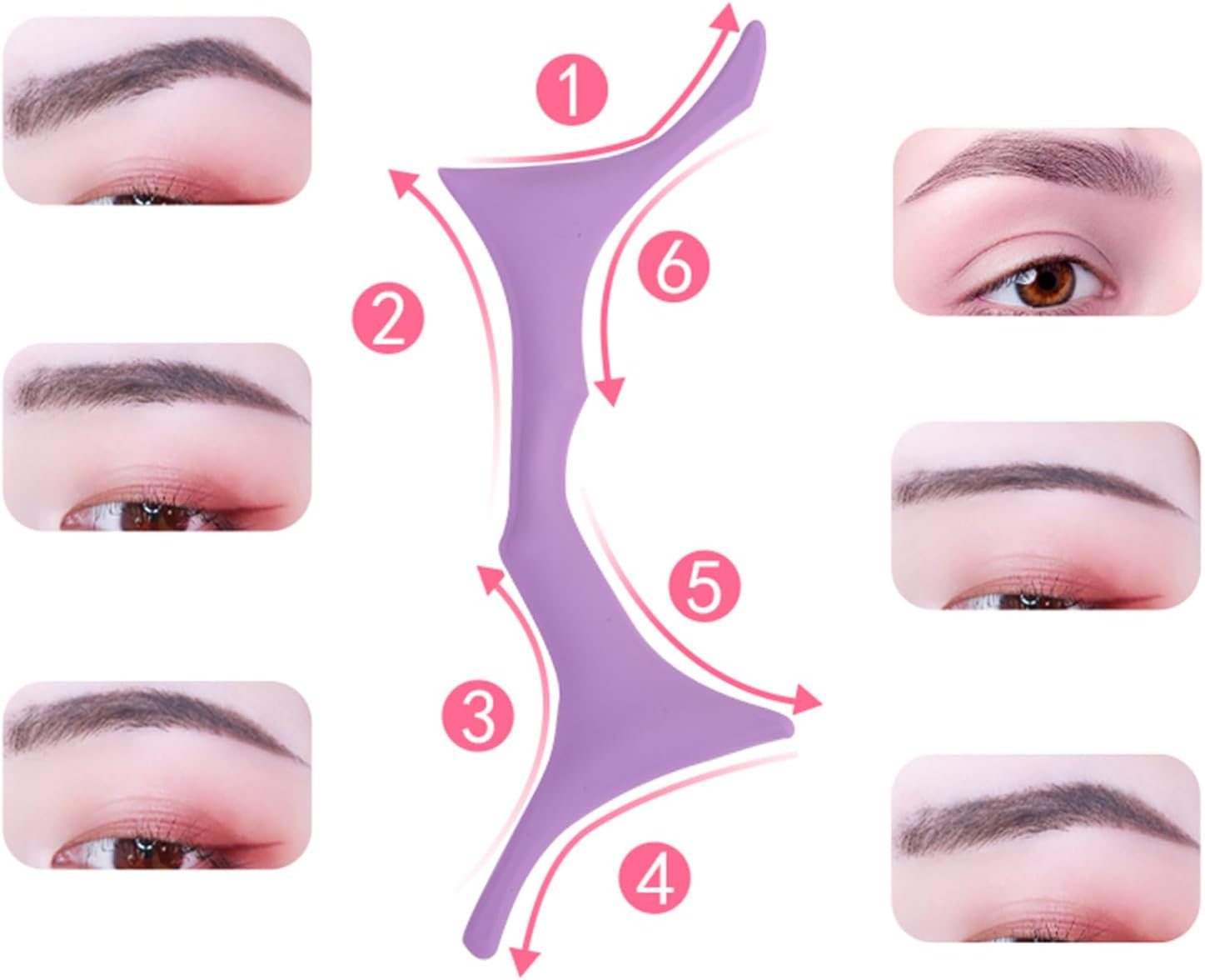 Silicone Eyebrow Shaping Tool Eyeliner Stencil Makeup Eyelash Tool Soft and Smooth Versatile for Beginners and Professional Makeup Artists&hellip; (Purple) image number 1