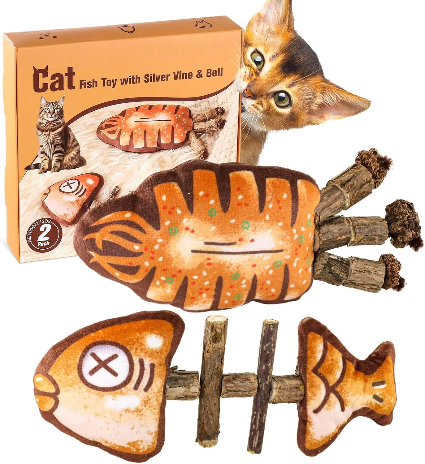 Catnip Toys, Cat Toy for Indoor Cats, Cat Nip Snack for Teeth Cleaning, Cat Fish Toys for Chew Treats