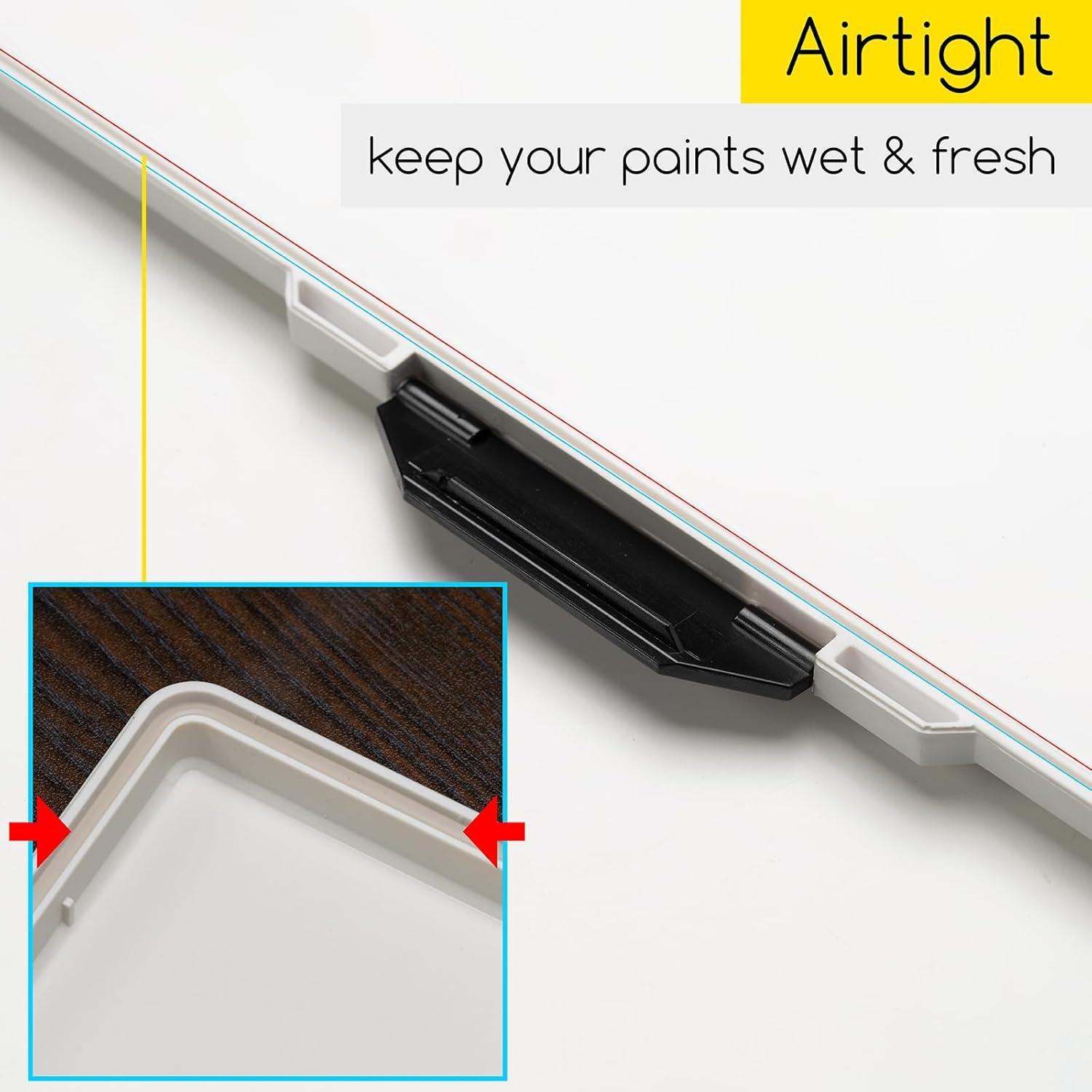 MEEDEN Airtight Watercolour Paint Palette: Leakproof Portable Travel Palette with Lid - 33 Wells Folding Palette with Large Mixing Tray for Watercolor, Gouache, Acrylic Paint (Yellow)