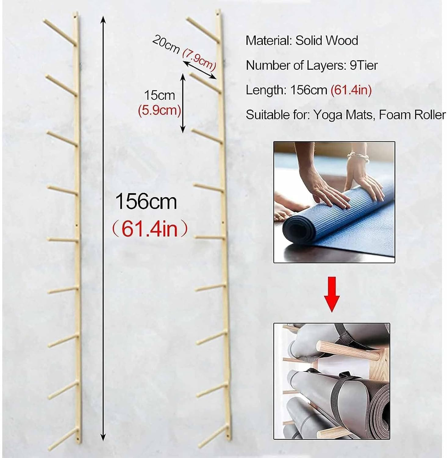 Wall Holder Storage Shelf， 6/9 Layers Yoga Mat Storage Rack Wall Mounted image number 5