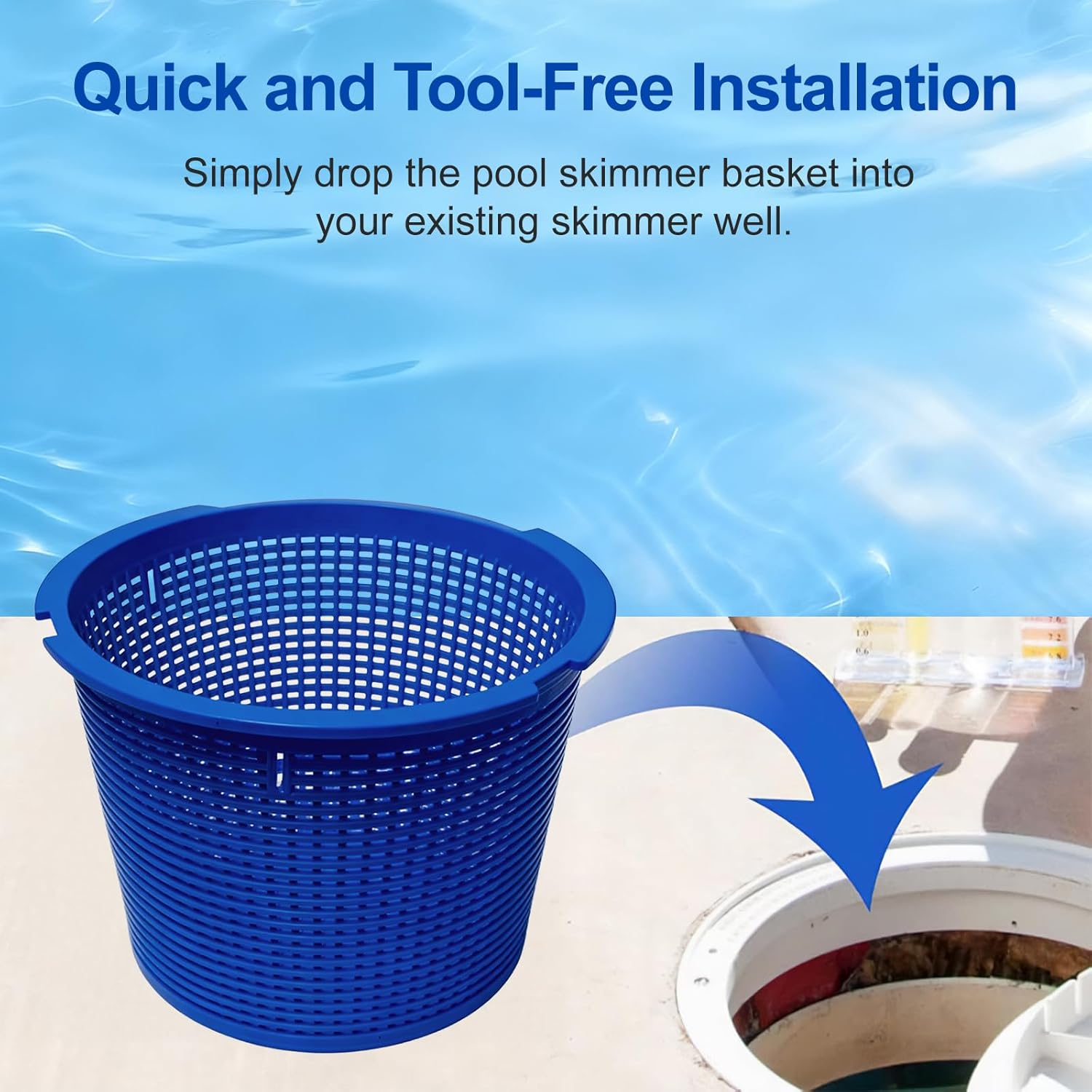POOLAZA Pool Skimmer Basket Replacement, Compatible with Inground Swimming Pools &ndash; Durable Plastic Strainer for Leaves and Debris, Fits Most Skim Filter Systems image number 1