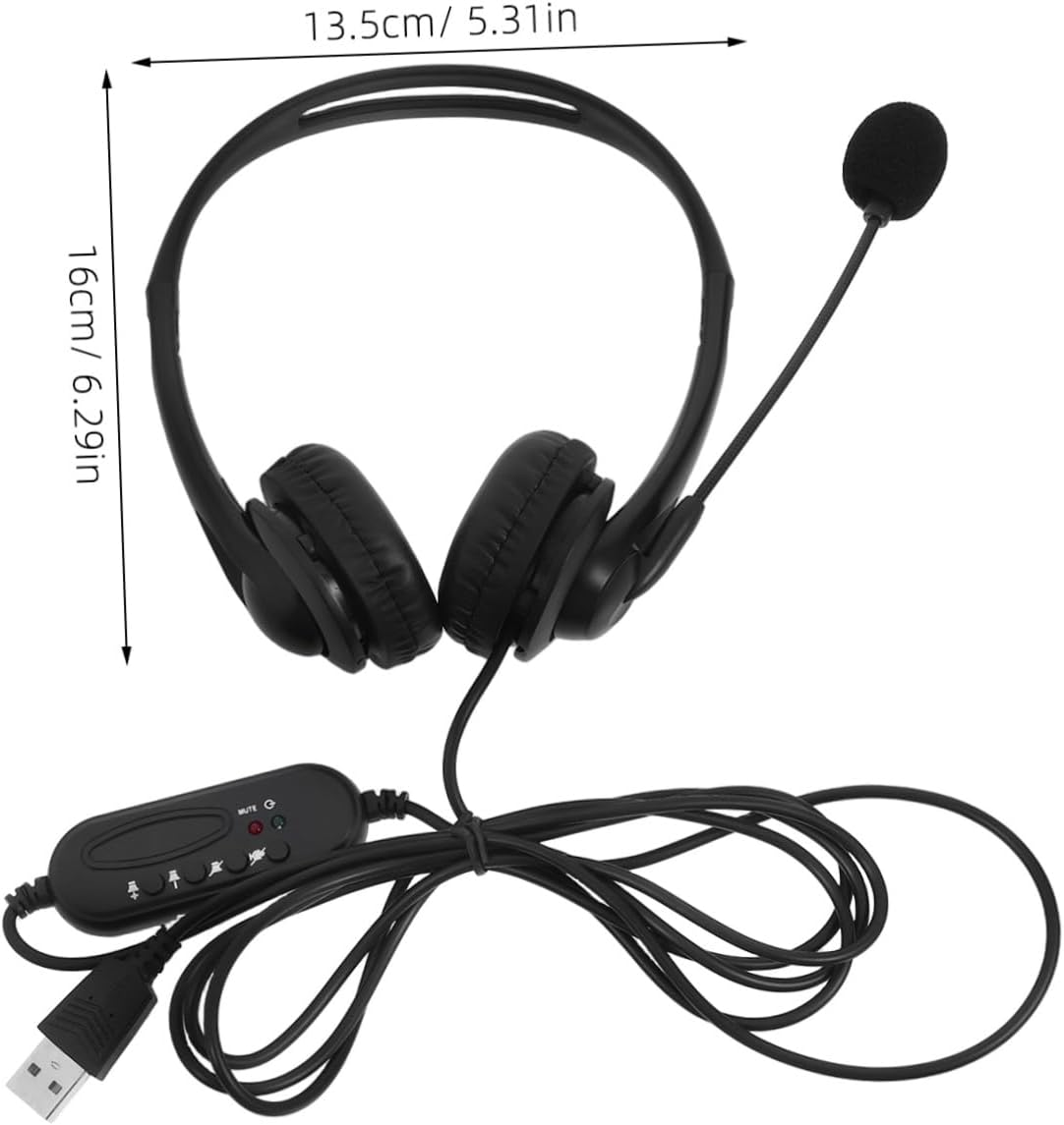 Office Headphones with Noise Cancelling Wired Computer Headset for Study and Business Comfortable Ear Muffs with Built Microphone USB Compatible for Long Use image number 5
