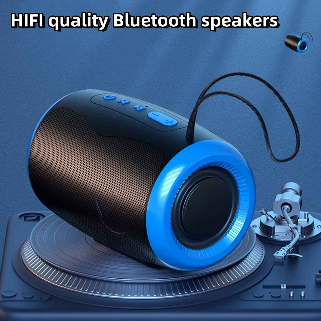 Portable Mini Bluetooth Speaker, IP68 Waterproof Speaker, Bluetooth 5.3, Hifi, Hands-Free Calls, 2000 Mah Battery, Wireless Speaker for Car, Indoor,Outdoor, Shower, Sports, Hiking (Black&Blue) image number 6