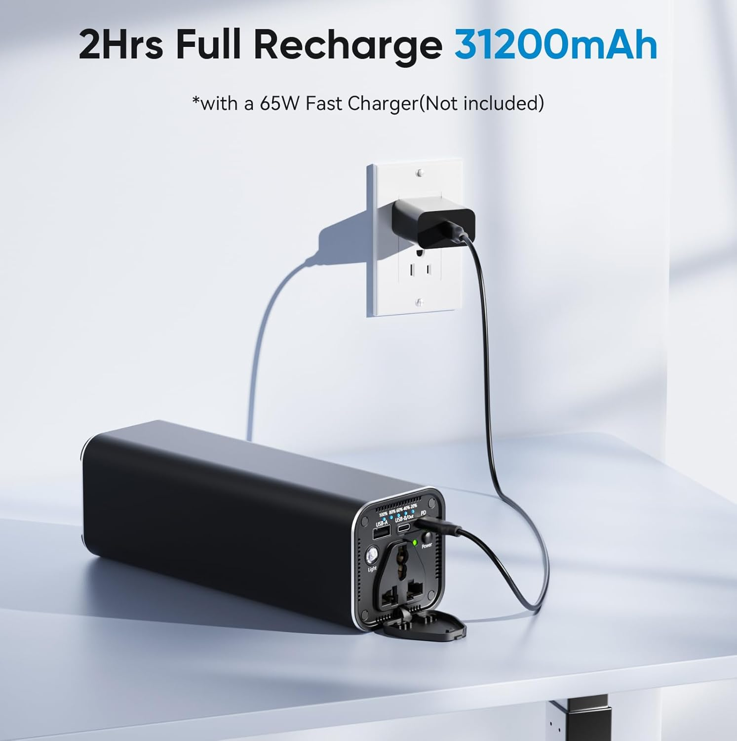Portable Laptop Power Bank with 120W AC Outlet, 65W PD Fast Charging, 31200Mah Portable Laptop Charger for Laptops, Tablets and Smartphones image number 6