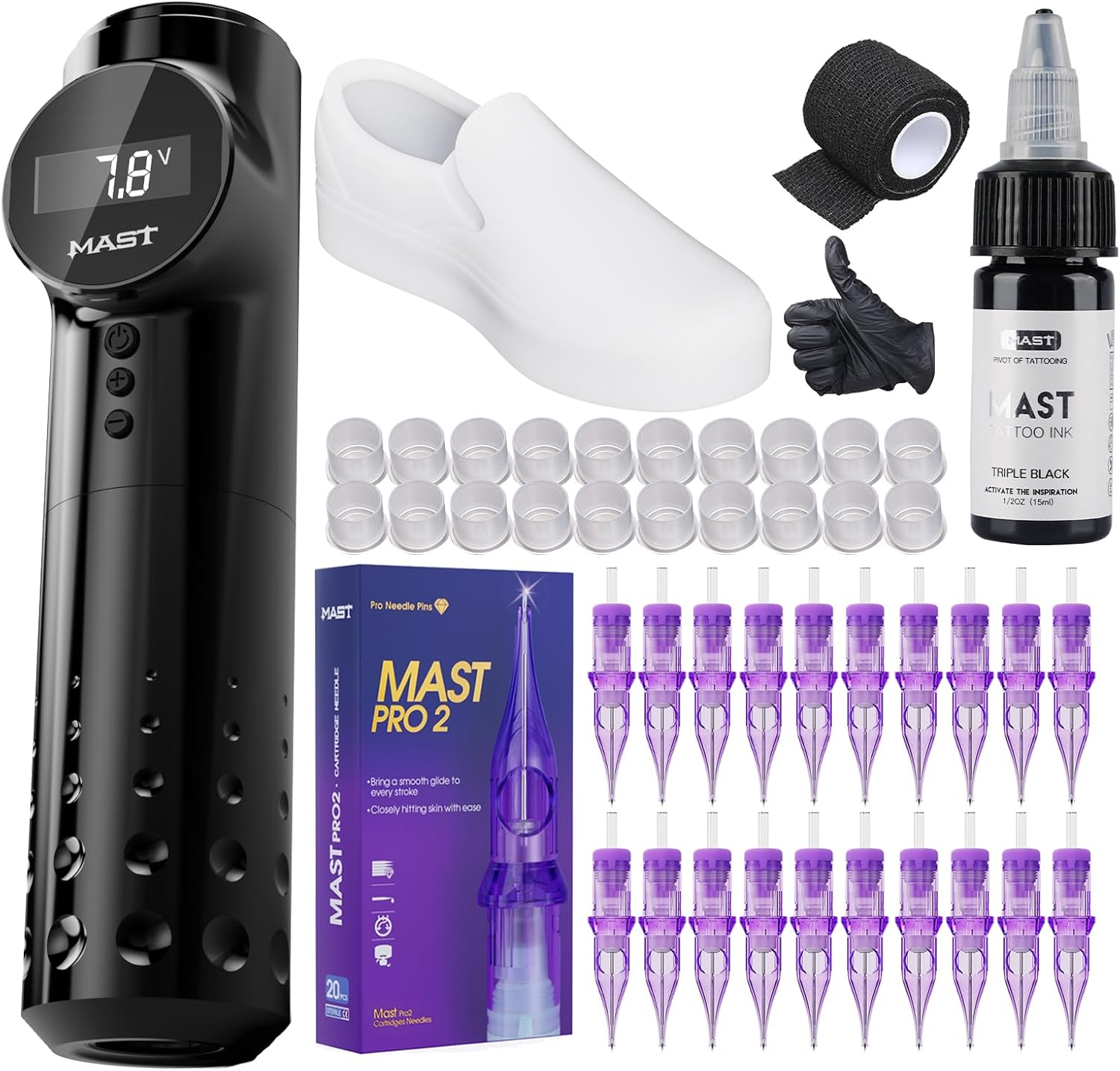 Mast Archer Tattoo Kit Wireless Rotary Tattoo Gun Pen Machine Kit Complete Tattoo Kit with Silicone Shoes for Tattoo Studio Art image number 2