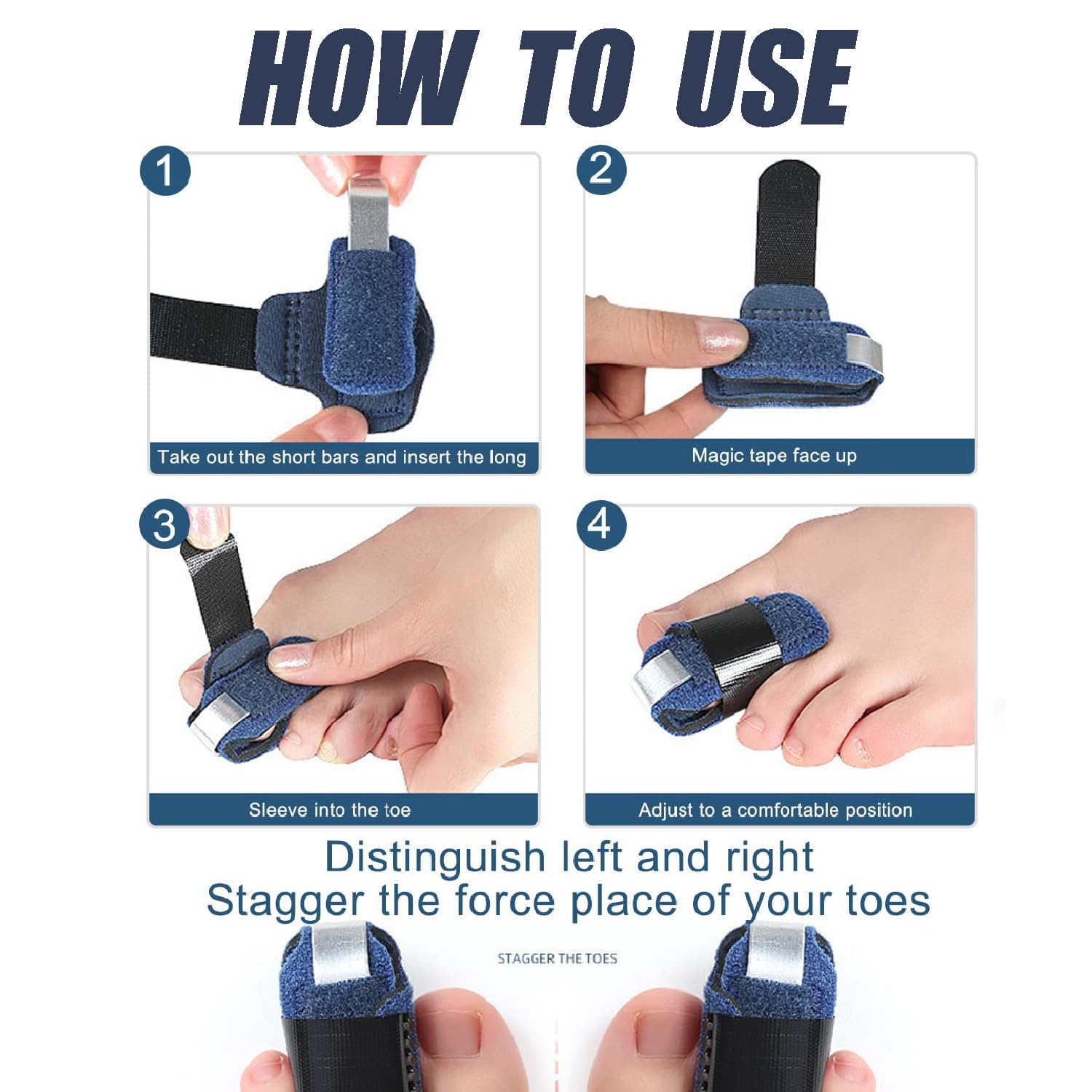 Toe Splint Toe Stabilizer Support Splint Adult and Child Toe Finger Fixation Velcro Aluminum Strip Supports Hammer Shaped Toes for Broken Toes Straightening Arthritis Joint Immobilization image number 3