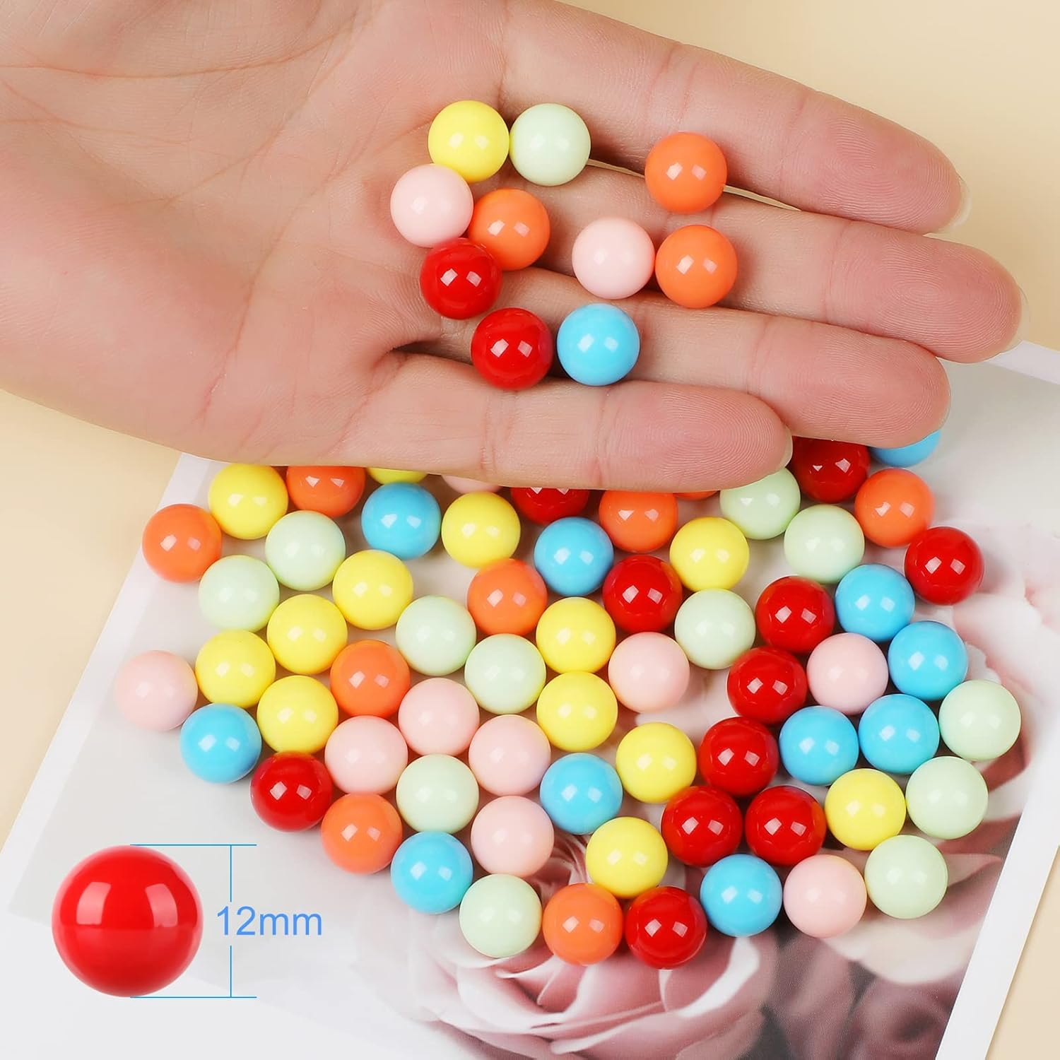 12Mm Marbles Balls, 84Pcs Solid Color Acrylic Game Balls for Chinese Checkers, Board Game, Rainbow Bead Game, Color Sorting Toy, Marble Games (6 Colors) image number 5
