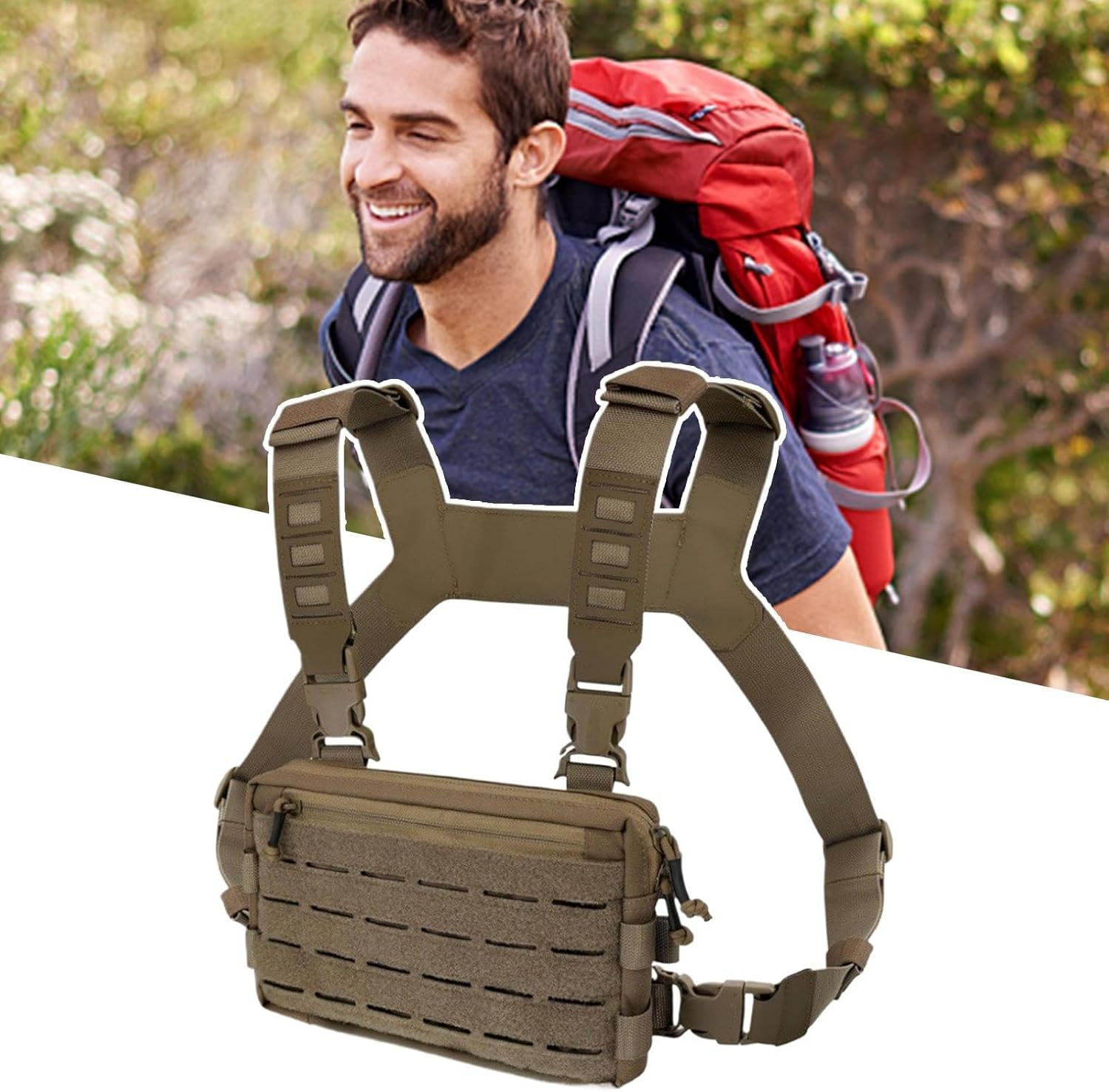 Chest Pocket for Men, Hiking Chest Pocket, Quick Release Adjustable Straps, Anti-Theft for Motorcycle, Outdoor, Fitness, Fishing image number 4