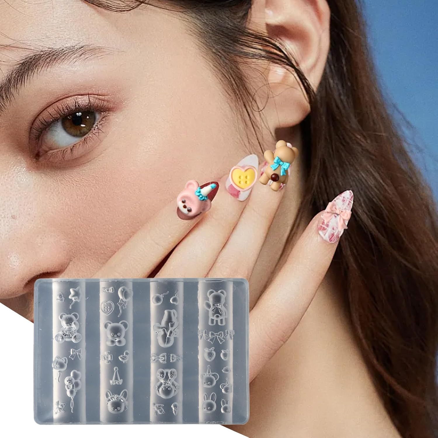 Nails Craft Mold,Fingernails Art 3D Decor Mold - Charm Making Carving Template Manicure Accessories for Women Wedding Traveling Home image number 2