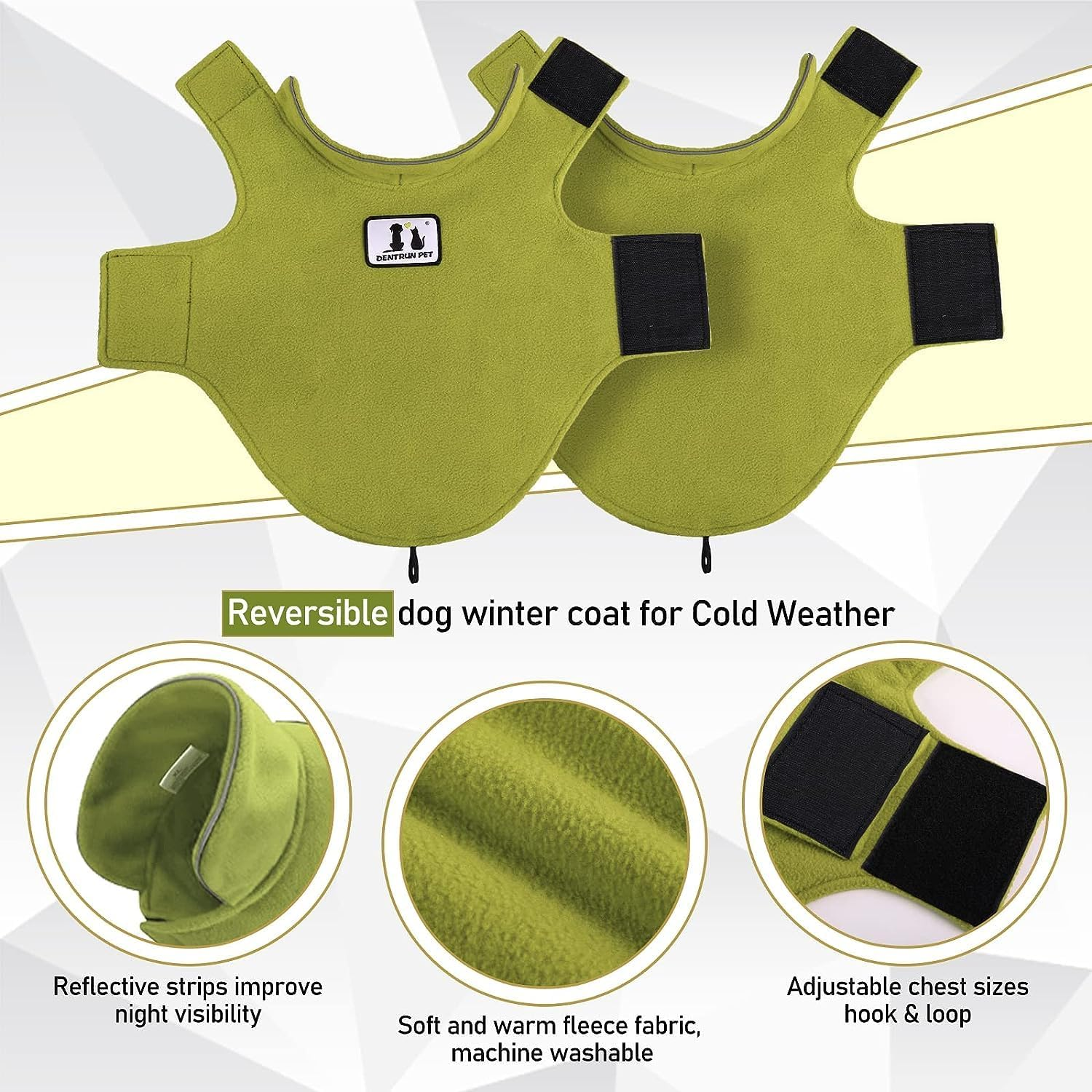 DENTRUN Dog Coat Winter Dog Jumper Fleece Warm Dog Jacket Jumper Dog Winter Coat Dog Vest for Small Large Medium Dog Winter Jacket Windproof Cold Weather Dog Clothing image number 2