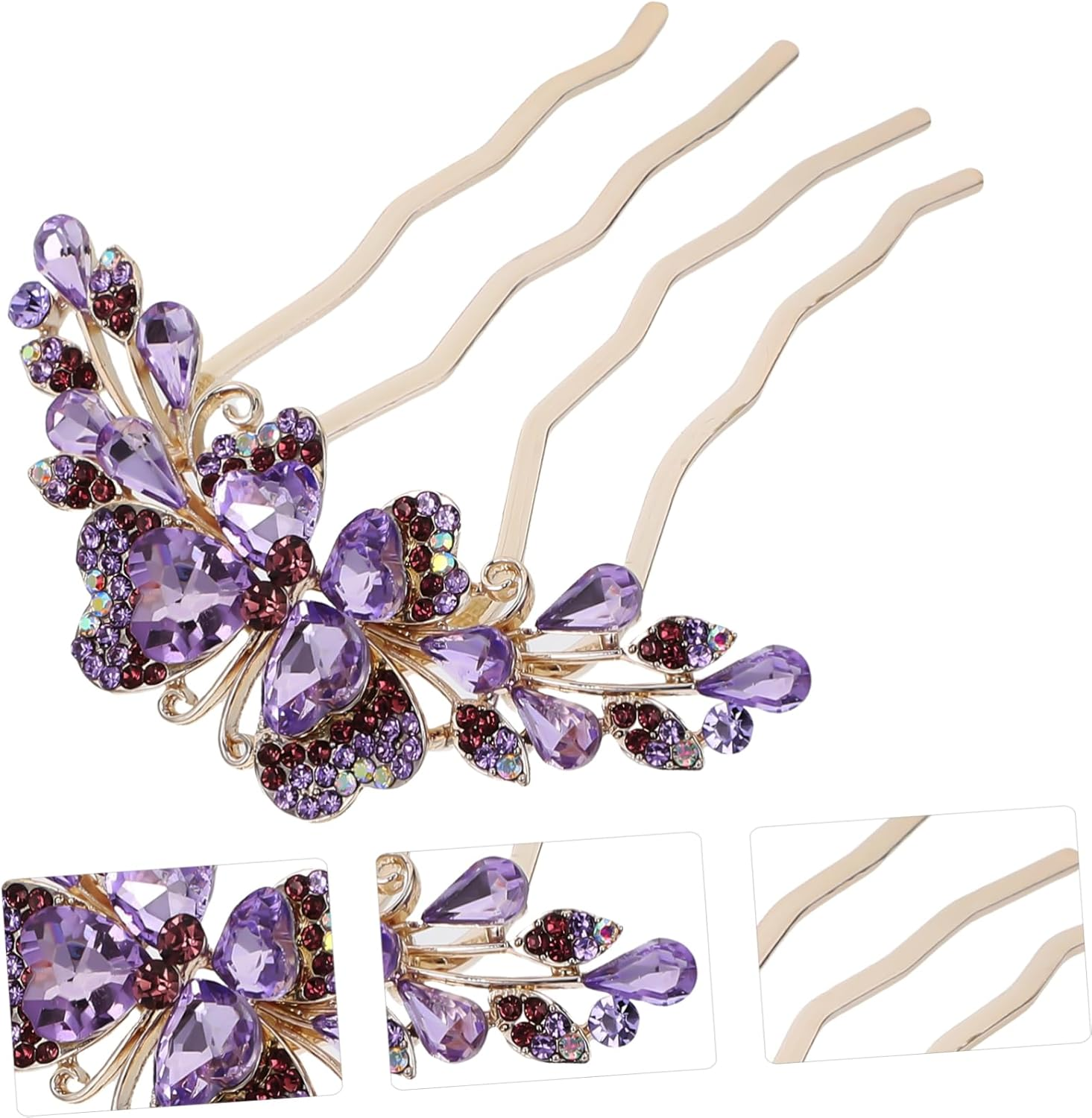 Ipetboom Comb Bridal Headpiece for Wedding Hair Clips for the Bride Vintage Hair Accessories Rhinestone Hair Combs Rhinestone Hairpiece Rhinestone Hairpin Purple Women'S Hair Claw Metal Rhinestones image number 4