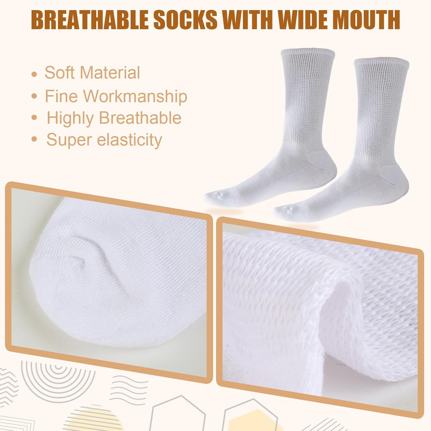 5-Pack Diabetic Socks,Medication & Remedies,Men'S Diabetes Socks Extra Wide Non-Binding Athletic Socks image number 2