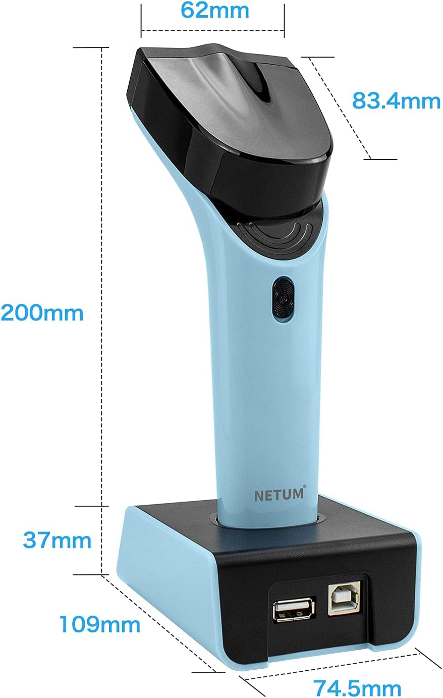 NETUM Bluetooth Wireless 2D Barcode Scanner with Charging Cradle, Hands Free Automatic Sensing Bar Code Reader 1D 2D QR Pdf417 Scan Gun Works with MAC OS, Windows, Ios, Android - DS7500 (Blue) image number 4