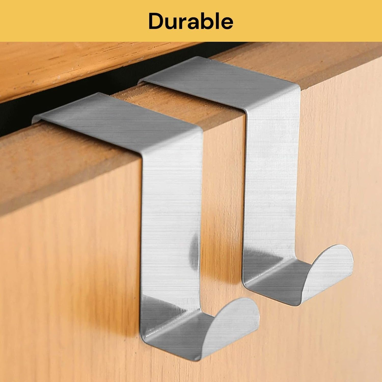 Spendeal 6Pcs over the Door Hooks Z-Shaped Hanging Hooks Dual Head, Stainless Steel Reversible Single Hanger Hook for Hanging Clothes, Coats, Kitchen, Cabinet, Drawer image number 4