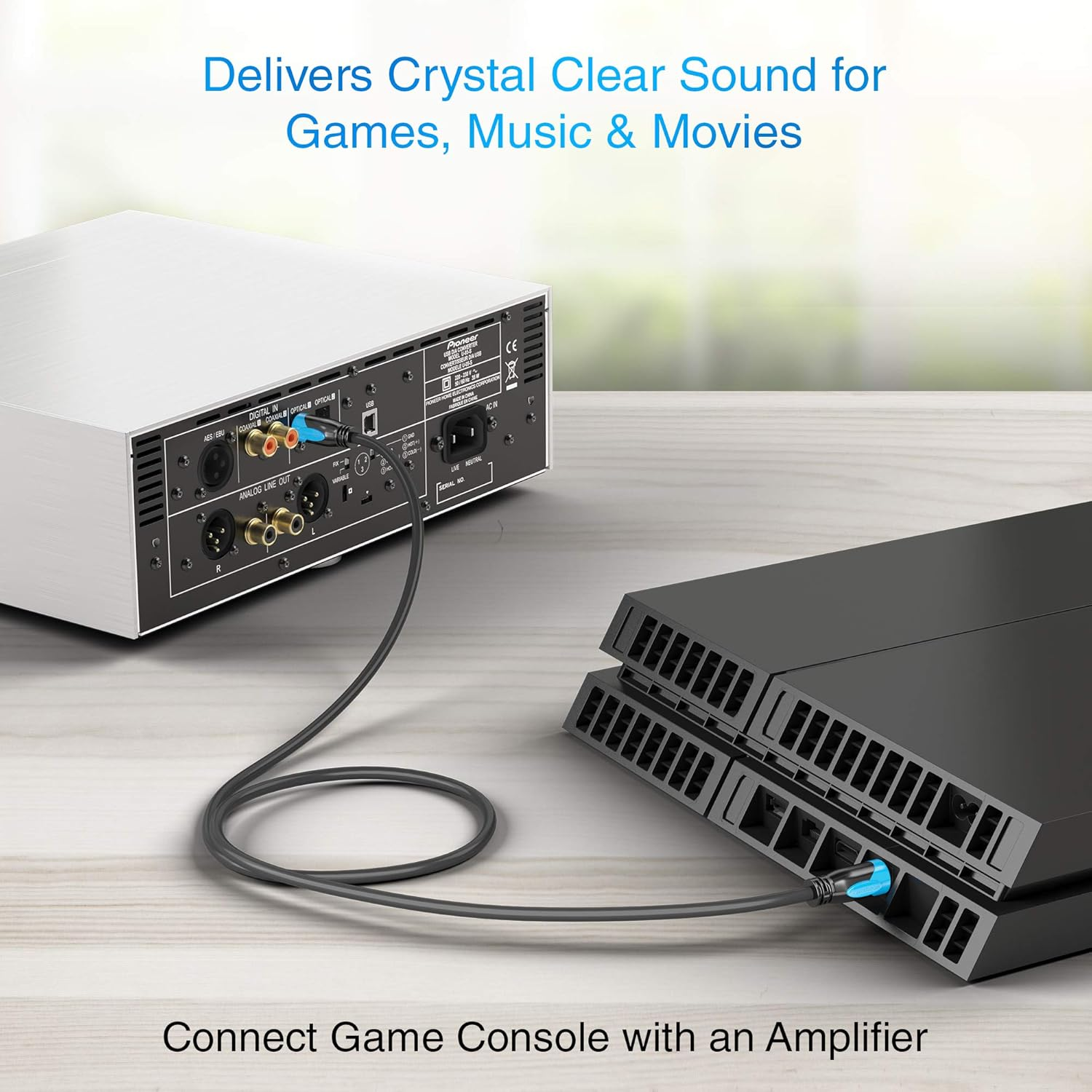 Bluerigger Digital Optical Audio Toslink Cable (15FT - 2 Pack, Fiber Optic Cord, In-Wall CL3 Rated, 24K Gold-Plated) - Compatible with Home Theatre, Sound Bar, TV, Xbox, Playstation PS5/PS4 image number 1