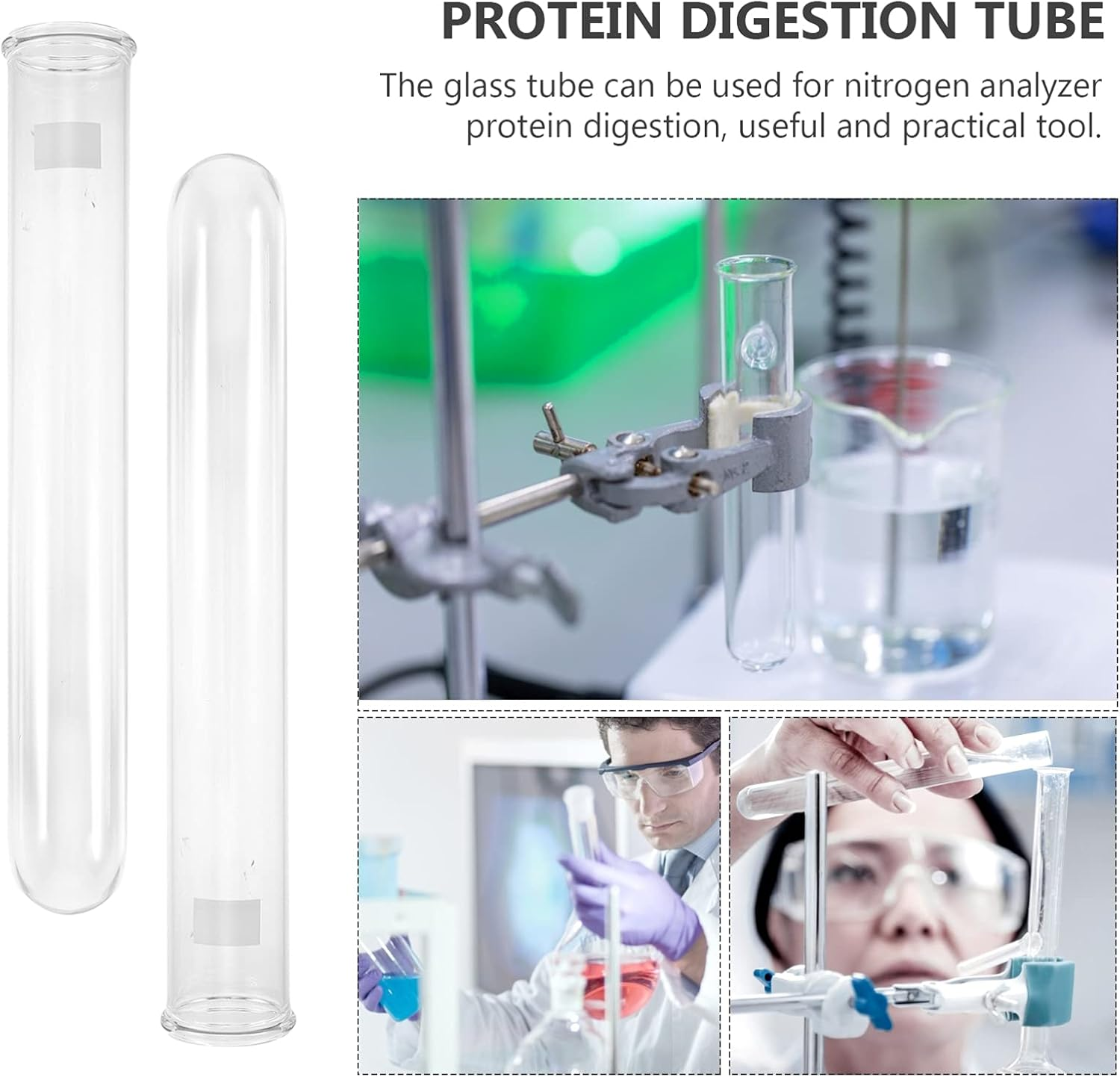 Baluue Azotometer Digestive Tube 42X300Mm Laboratory Glass Protein Digestion Tube Boiling Function Suitable for Nitrogen Analysis and Laboratory Use image number 6