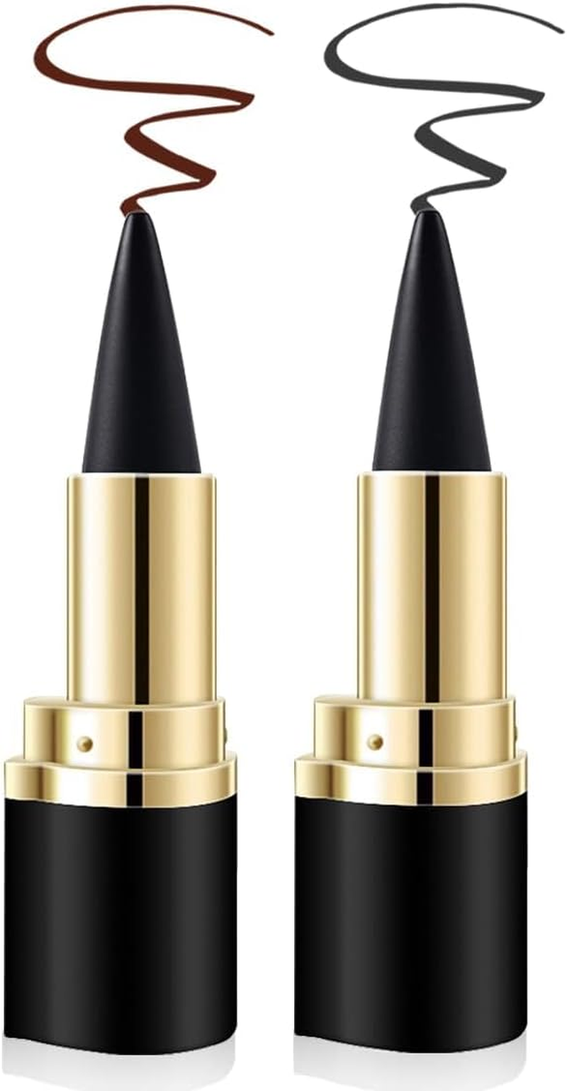Wimode 2 Colors Gel Eyeliner Set,Quick-Dry Cream Eyeliner Waterproof and Smudge Proof Eye-Liner Pencil Long-Lasting Matte Black Eye Liner Stick for Women Girls(01 Silver+02 Brown)