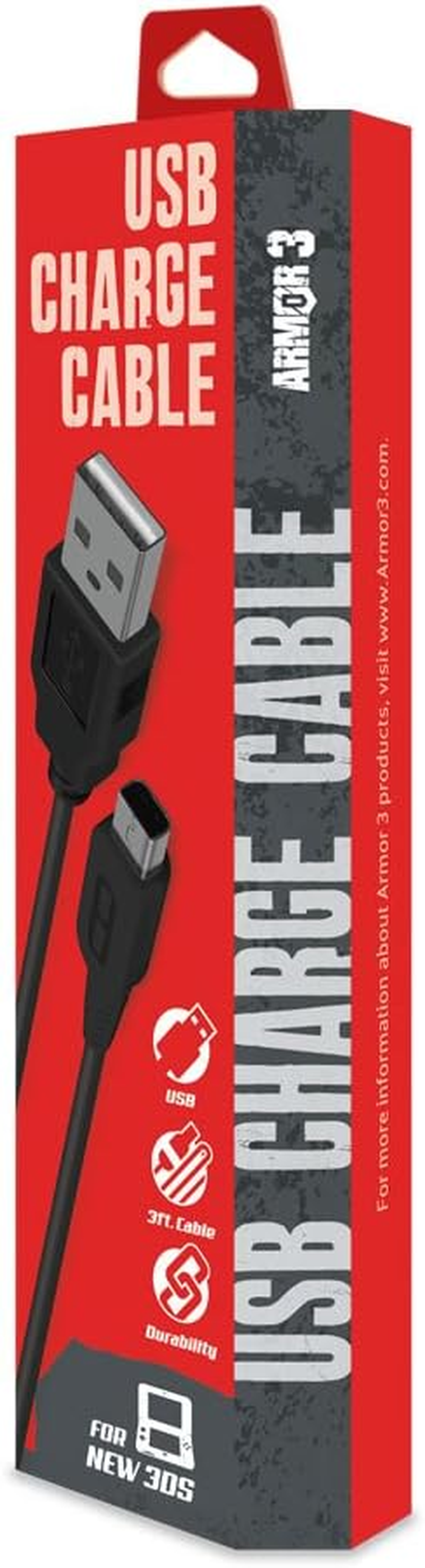 Armor3 3 Ft. USB Charge Cable for New Nintendo 2DS XL, 3DS, 3DS 2DS, Dsi image number 2