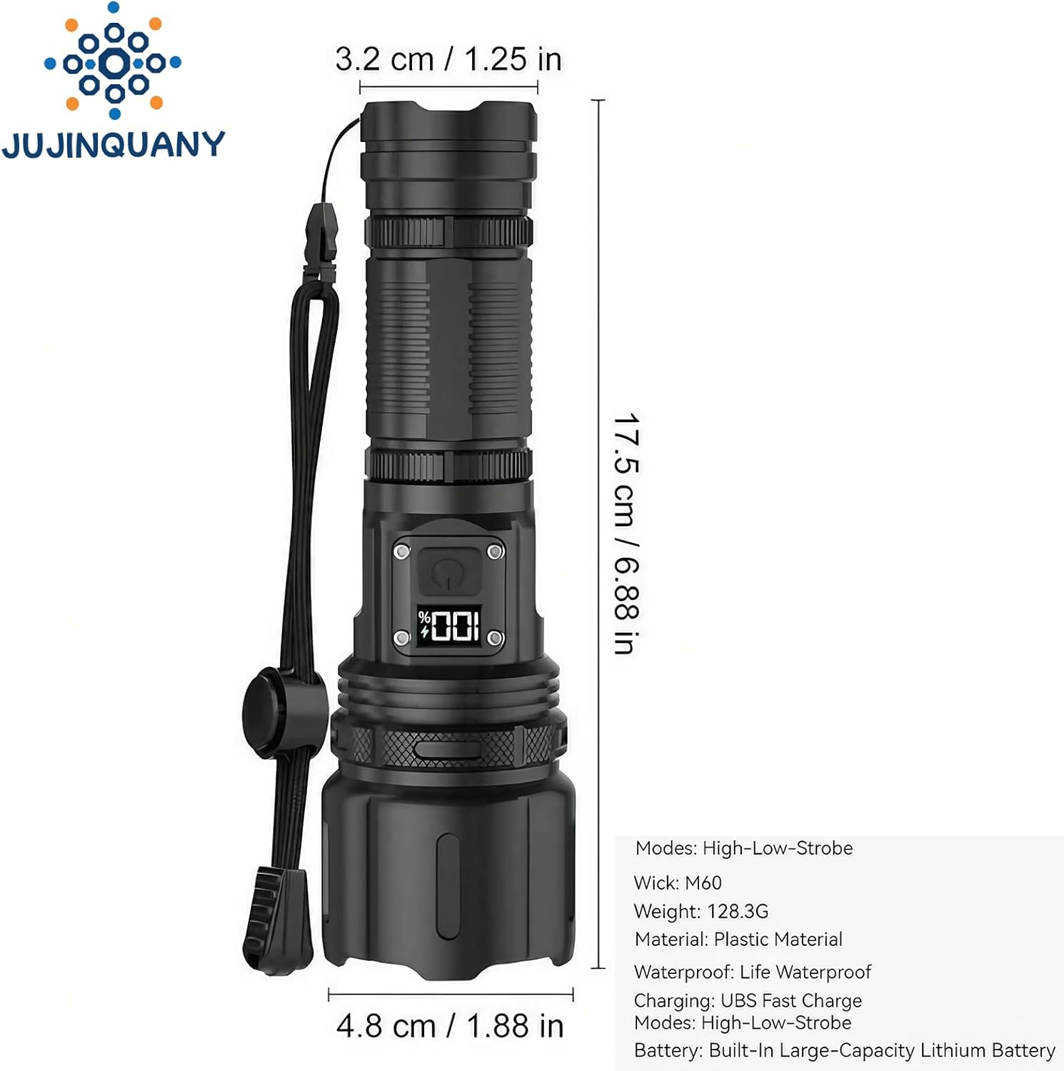 20000LM Super Bright LED Flashlight | USB-C Rechargeable & Waterproof (IPX7) | Adjustable Zoom & 5 Modes | Power Bank with Battery Display | for Camping, Cycling, Home/Car Emergency Survival Gear image number 5