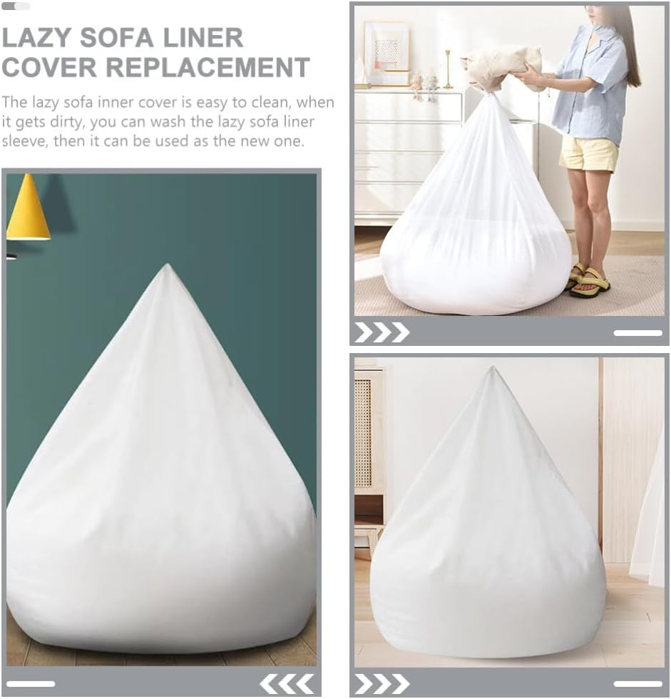Lazy Sofa Liner Cover Replacement Comfortable Bag Liner Bag Washable Soft Inner Cover for Lazy Sofa White image number 2