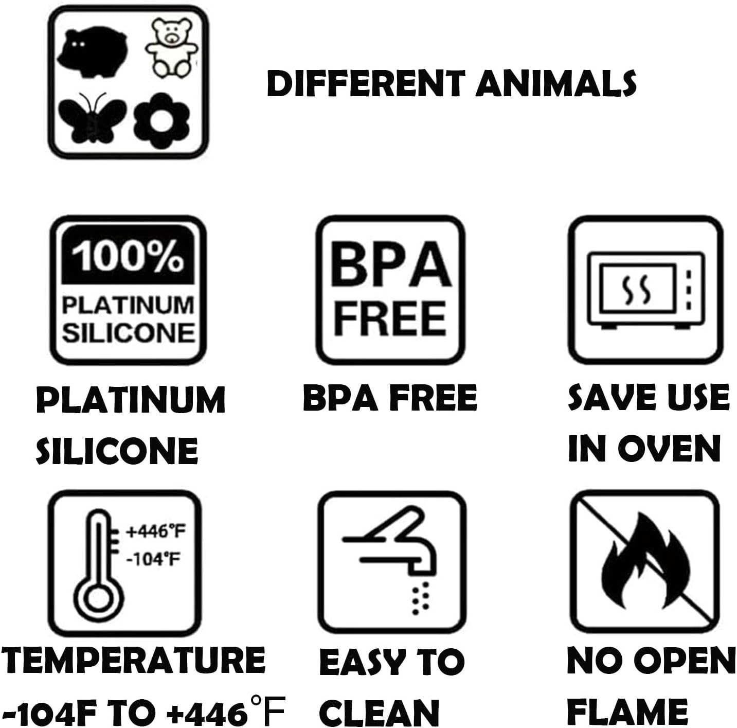 REGODI 3 Packs of Animal Silicone Chocolate Candy Molds, Cute and Unique Mold Collection image number 3