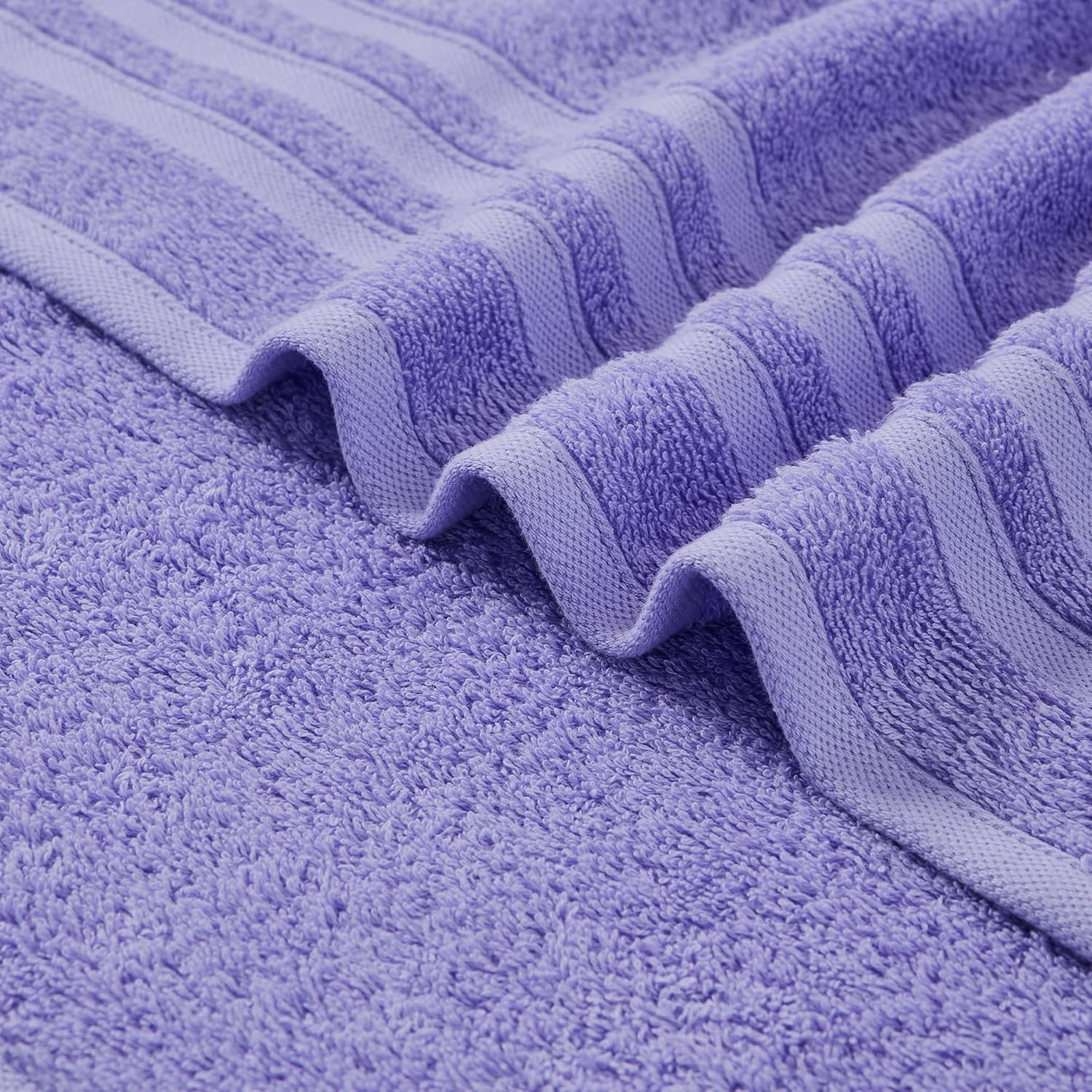 LINENOVA 100% Cotton Bath Towels 2 Pack - Premium 450GSM Soft & Lightweight Towel Set, Quick Dry & Absorbent Bathroom Towels, Ideal for Hotel, Spa and Gym Use (65X130Cm, Lavender) image number 5