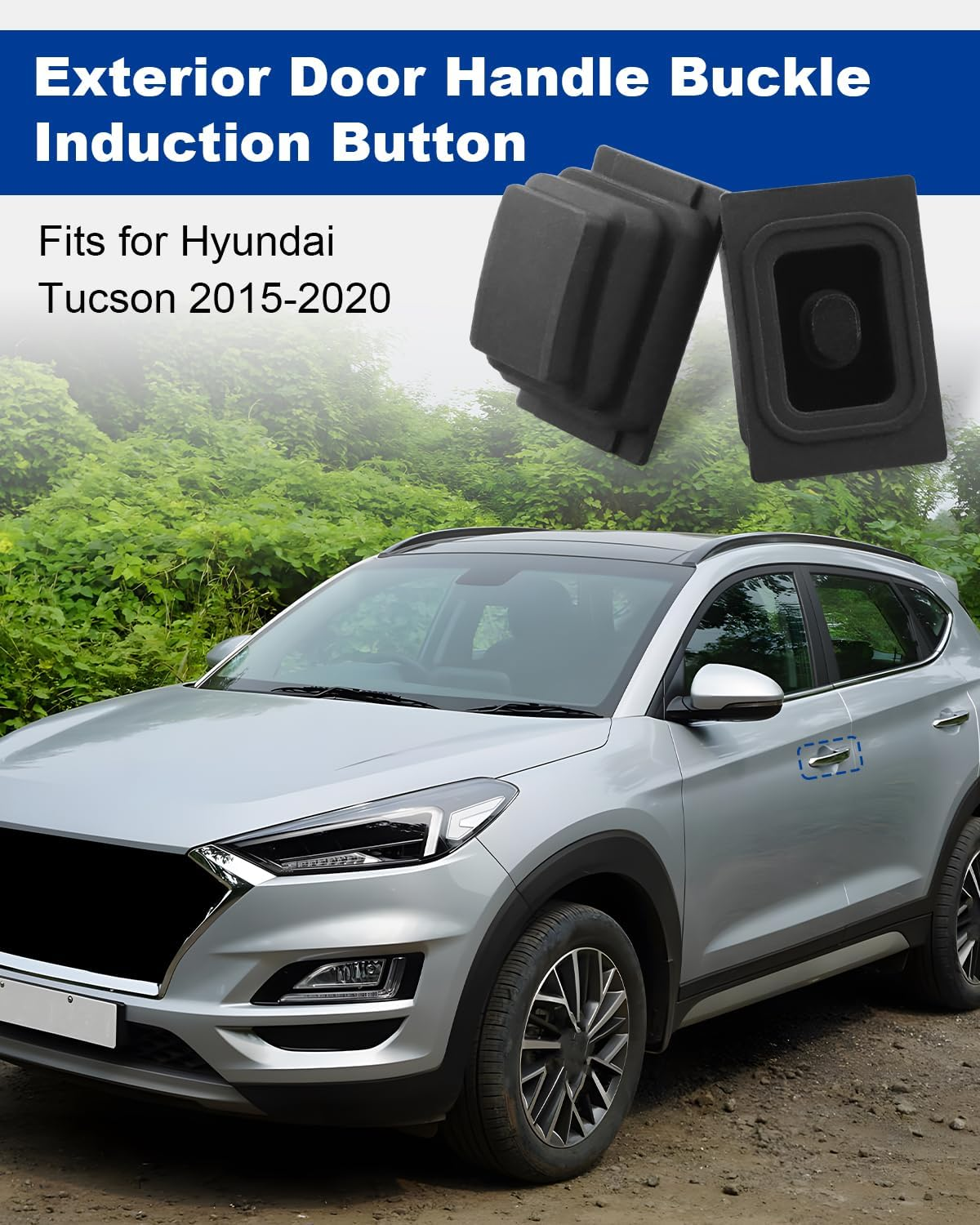 ANODZU Exterior Door Handle Buckle Induction Button Automotive Replacement Parts Fit for Hyundai Tucson 2015 2016 2017 2018 2019 2020 image number 1