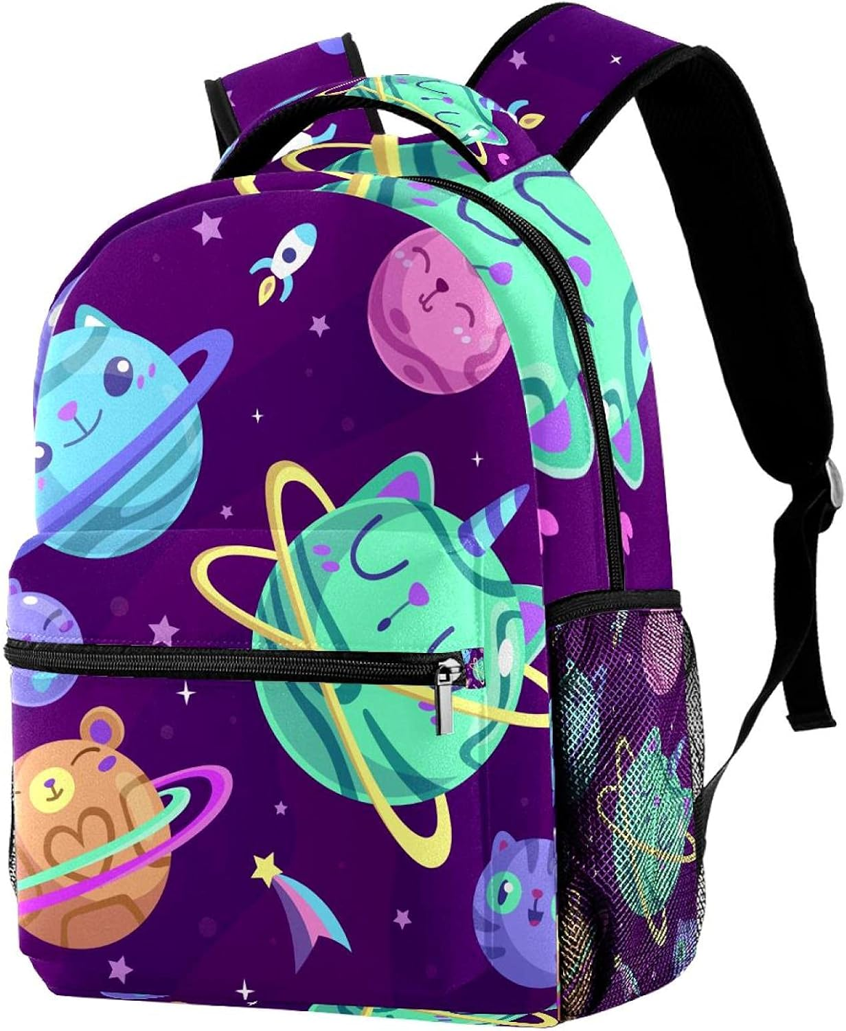 Cartoon Solar System Backpack Students Shoulder Bags Travel Bag College School Tote Backpacks image number 3