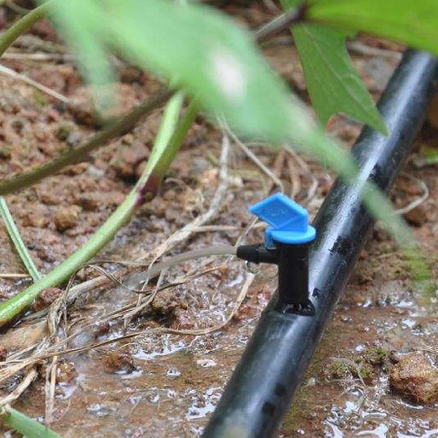 Lxcom Lighting 100 Pack 2 GPH Flag Dripper Emitter Drip Emitters 8L/H Irrigation Emitter Sprinkler Drippers System Parts Connect 4Mm/7Mm Hose for Lawn Vegetables Garden (Blue) image number 3