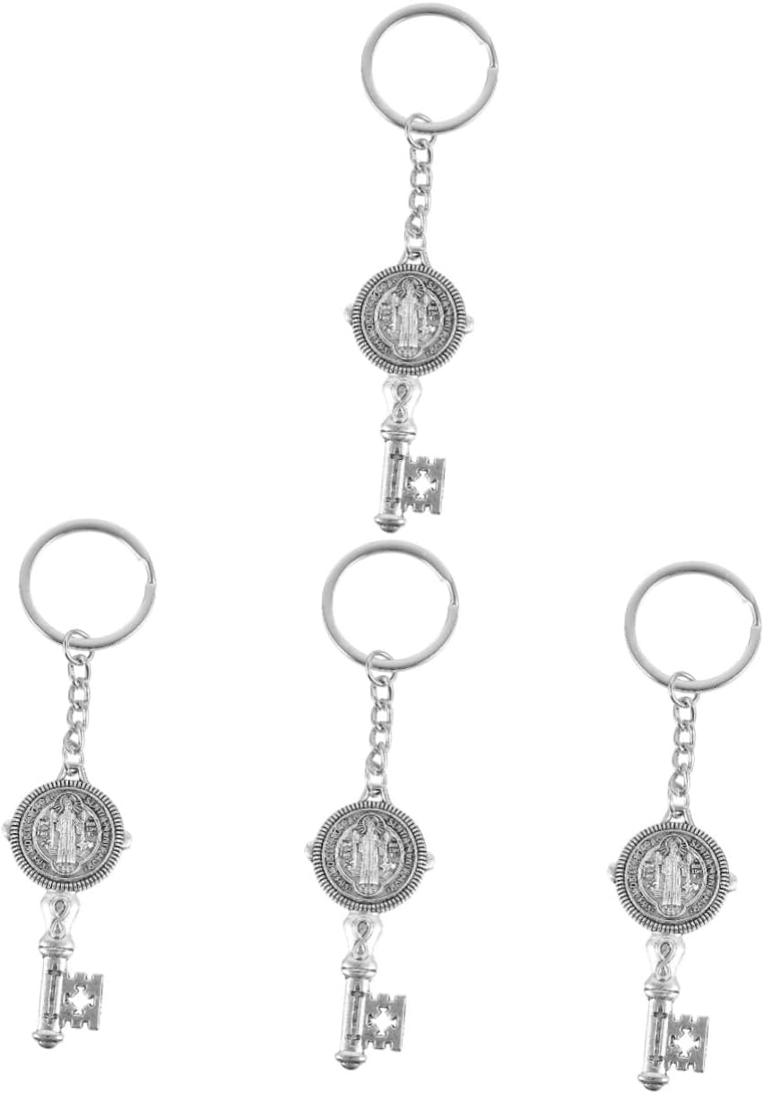 Key Chain Religious Keychain Charm Feng Shui Keychain St Benedict Medals Cross Crucifix Key Ring Key Shaped Handbag Charms Crucifix Back Keyring Metal