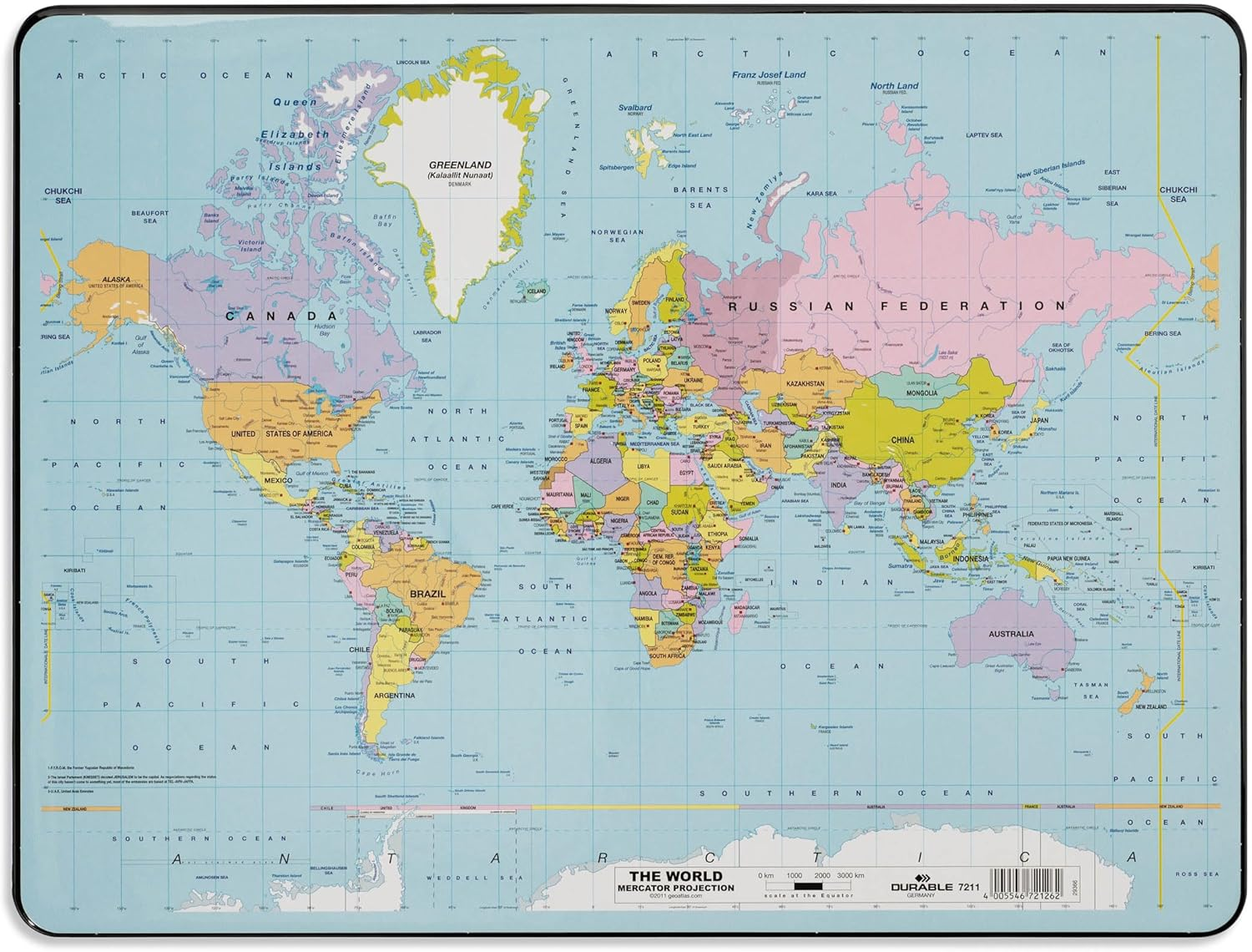 Durable Desk Mat with Coloured World Map | 53 X 40Cm | Pack of 1 | Comfortable to Use | Ideal for Schools, Home Offices, Etc. image number 1