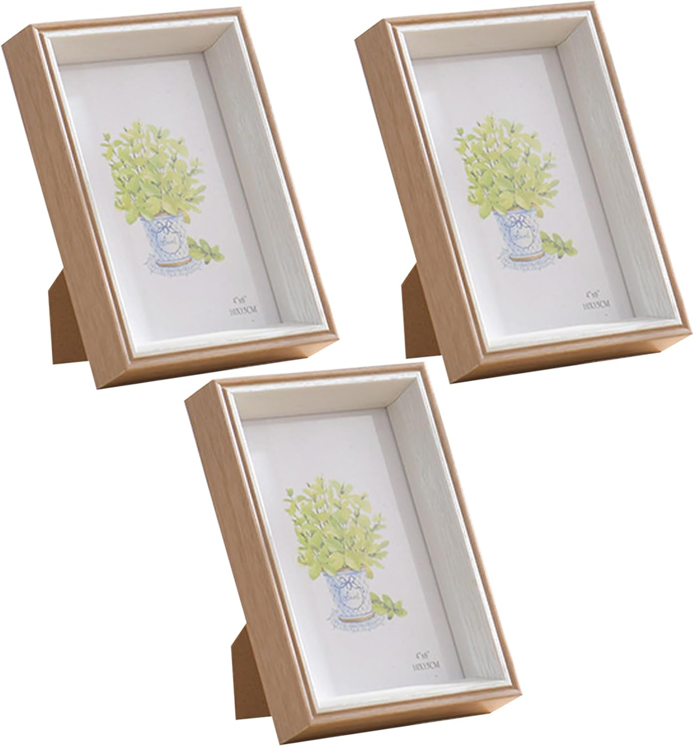 3 Pcs 6" Deep Photo Frames, 6"X 4" Photo Frames with Vertical/Horizontal Angle Bracket, Stereoscopic 3D Portrait Photo Frames, Picture Frames for Home Office Decoration Tabletop Wall Display (Grey)