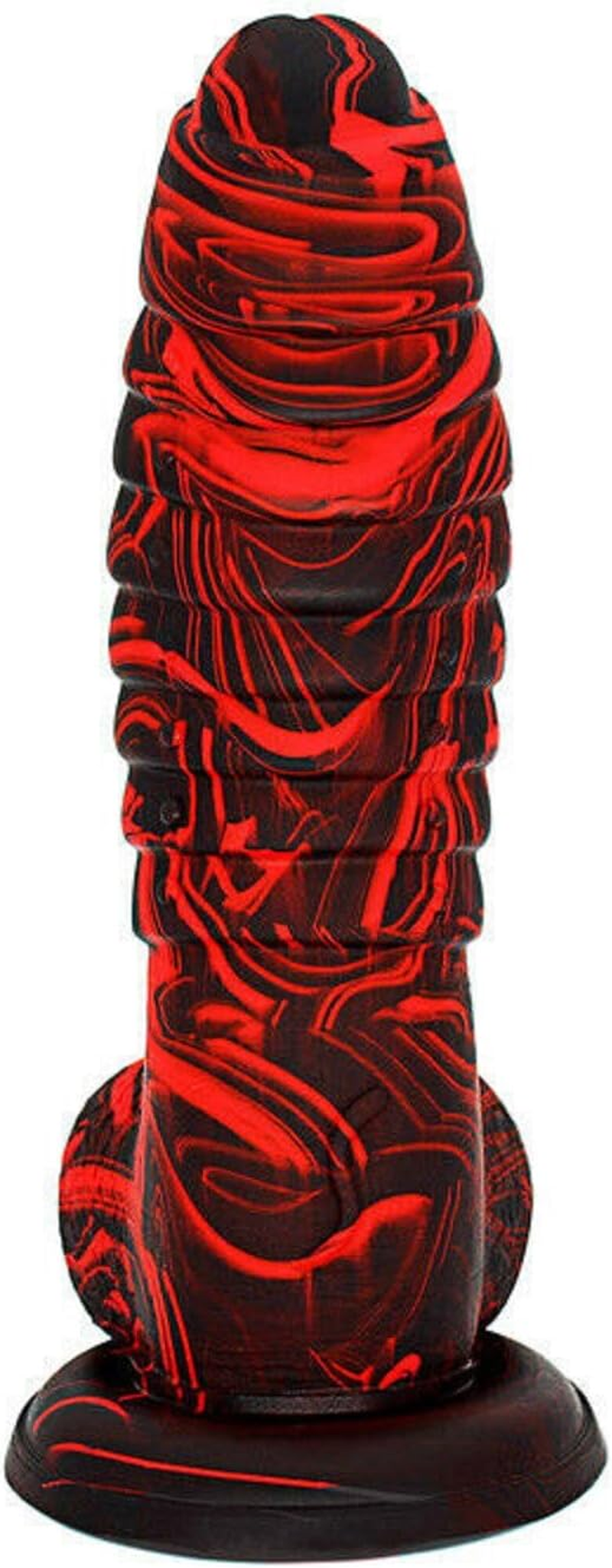 6" Realistic Fantasy Dildo Dong Penis Dragon Scales Alien Balls Silicone Suction Cup Red/Black for Women Men and Couples Adult Sex Toy image number 4