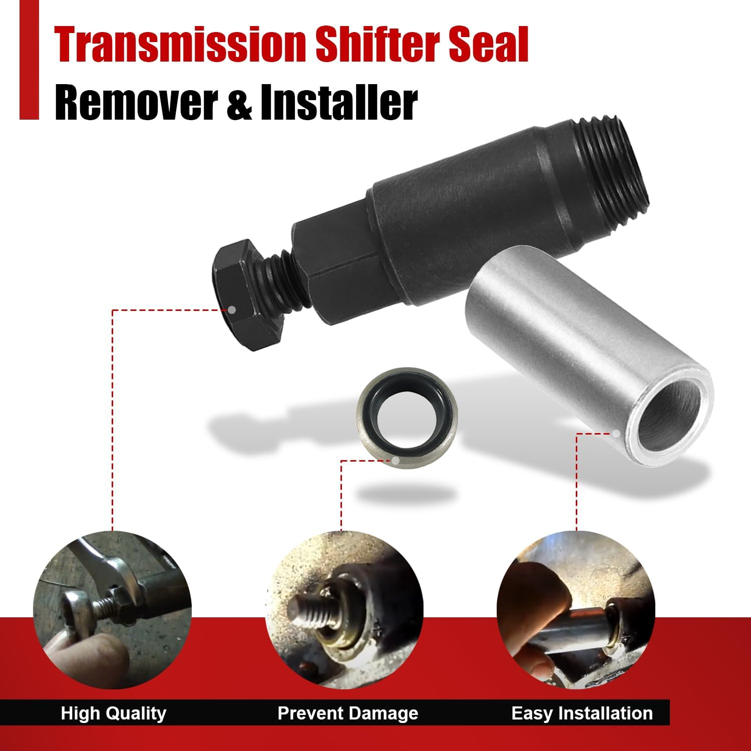 Replaces for GM Transmission Shifter Lever Seal Remover Installer Compatible with GM Turbo 300 350 400 425 475 700-R4 4L60 Includes Seal image number 4