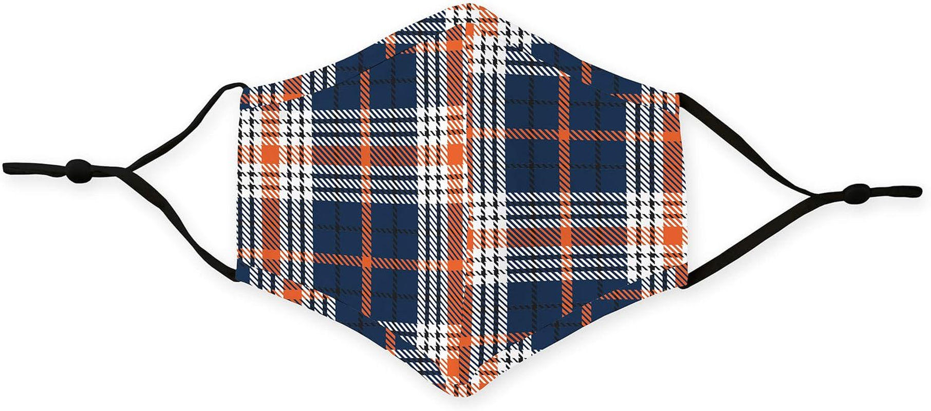 Weddingstar Washable Cloth Face Mask Reusable and Adjustable Protective Fabric Face Cover W/Dust Filter Pocket - Navy Plaid image number 6