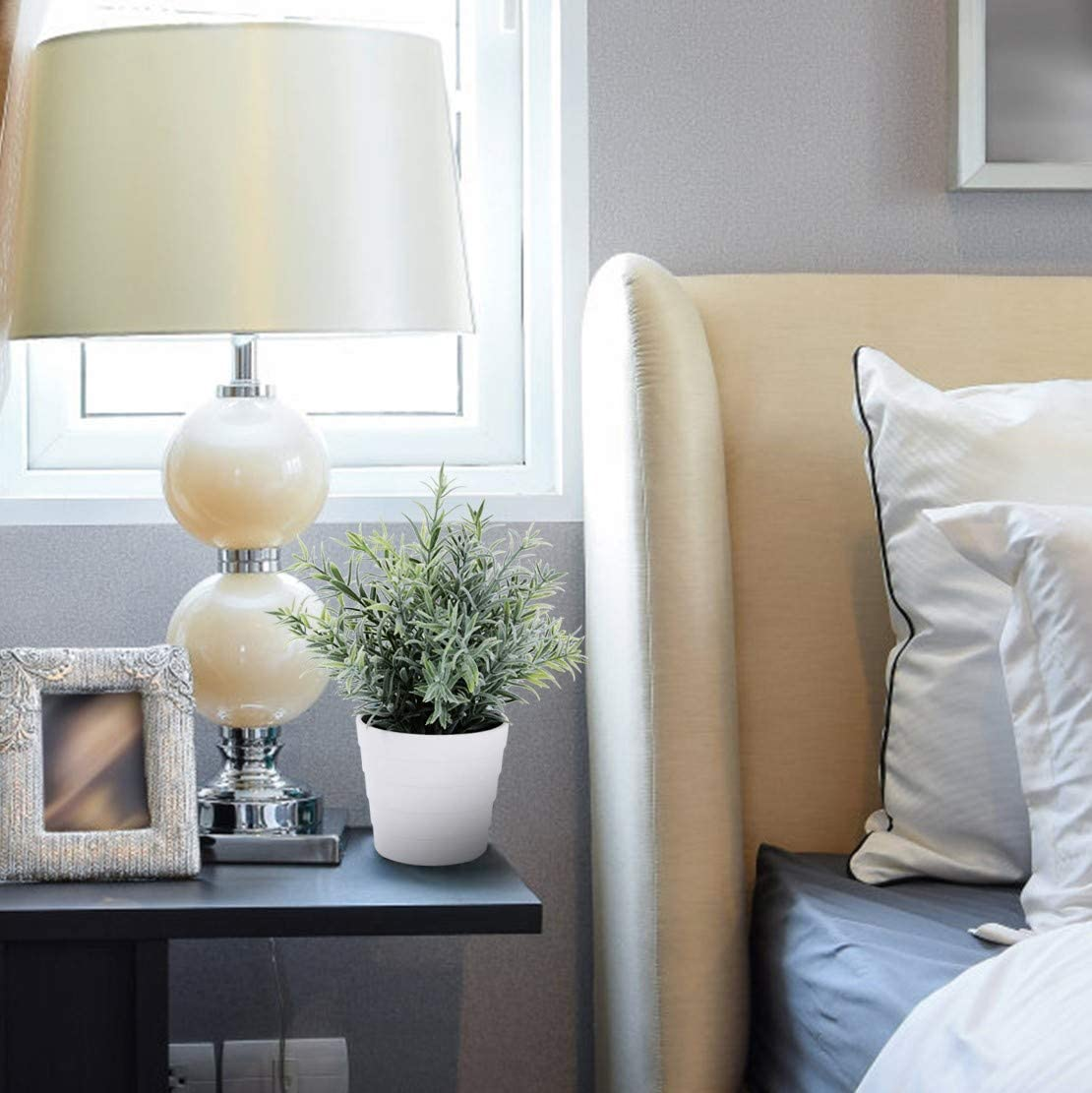 Meneco Artificial Plant for Decor - Small Faux Plant Potted Indoor Plant Artificial Potted Plant Decor for Home and Office (Rosemary Green) image number 4