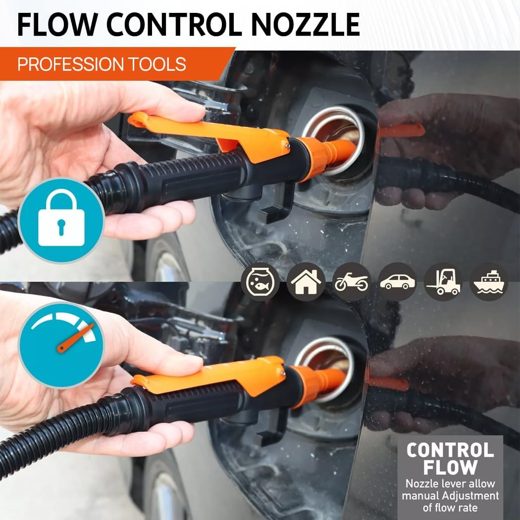 2.4 Gallons Electric Syphon Pump Battery Operated Petrol Oil Water Fuel Transfer Blue - Orange image number 6