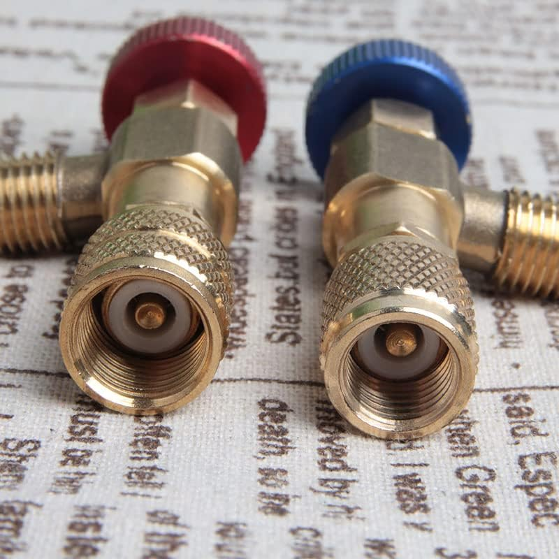 2Pcs Multifunctional R22/R410A Refrigeration Charging Adapter,Air Conditioning Charging Valve 1/4" SAE Male to 5/16"SAE Famale Safety Adaptor image number 3