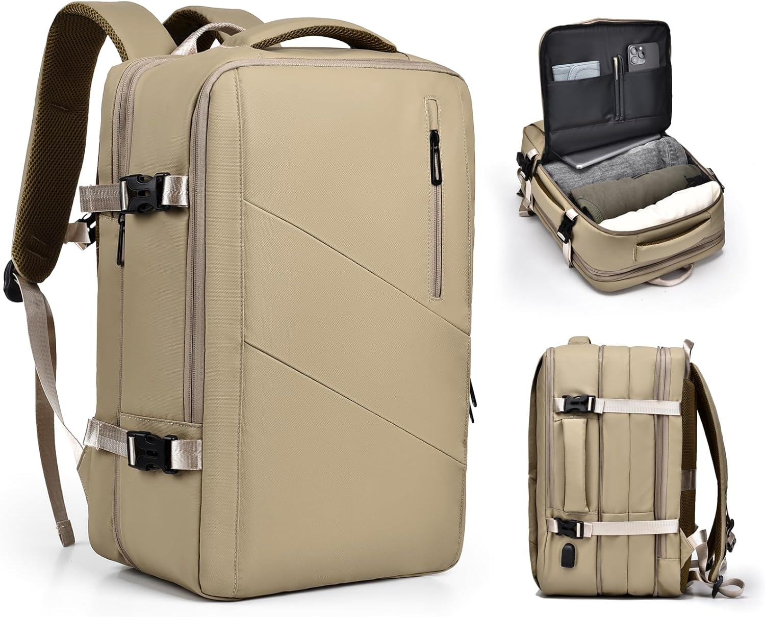 Travel Laptop Backpack 16 Inch with USB Charging Port - Waterproof Travel Backpack for Men & Women, Insulated Lunch Bag with Large Capacity, Tsa-Friendly Airline Approved Computer Backpack