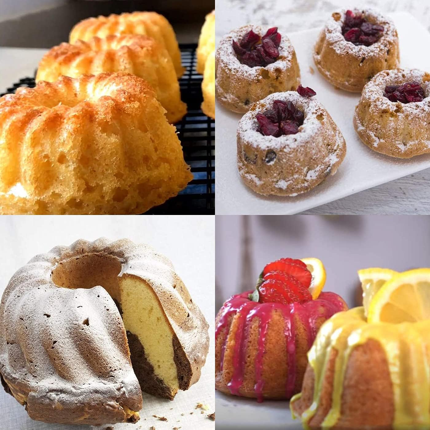 SAGOOITS Silicone Mini Bundt Cake Pans, 6-Cavity Fluted Tube Cake Pan, Non-Stick Silicone Baking Mold for Cupcakes, Donuts, Cornbread, Brownies, Jellies-2 Packs (Pink, Blue) image number 4