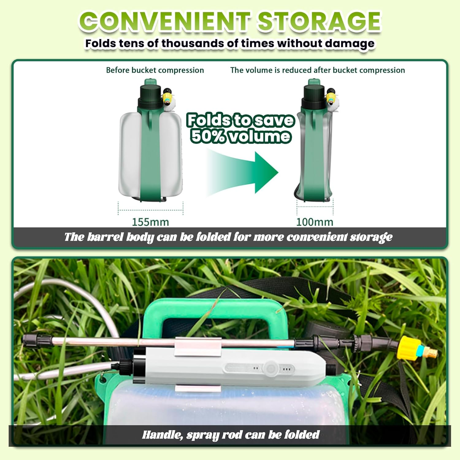 2.1 Gallon/8L Backpack Sprayer, Electric Garden Sprayer, 3 Mist Nozzles, Retractable Wand, Adjustable Shoulder Strap,Weed Sprayers in Lawn & Garden (Green) image number 5