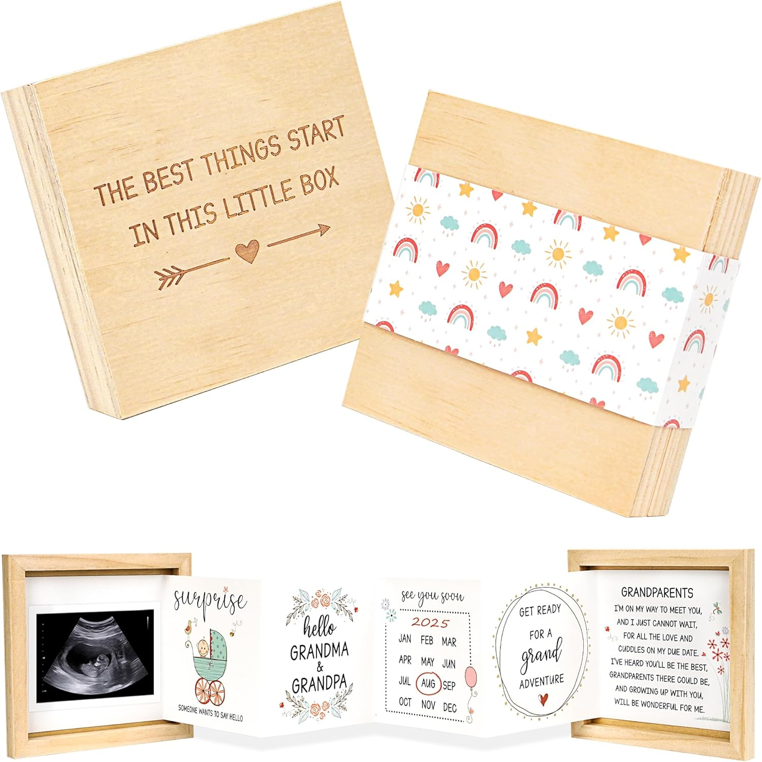 Pregnancy Announcement for Aunt, Auntie- Baby Announcement Gifts Ideas, Surprise Pregnancy Reveal Gifts to Sister, Best Friend- Baby Ultrasound Photo Keepsake Wooden Box image number 5