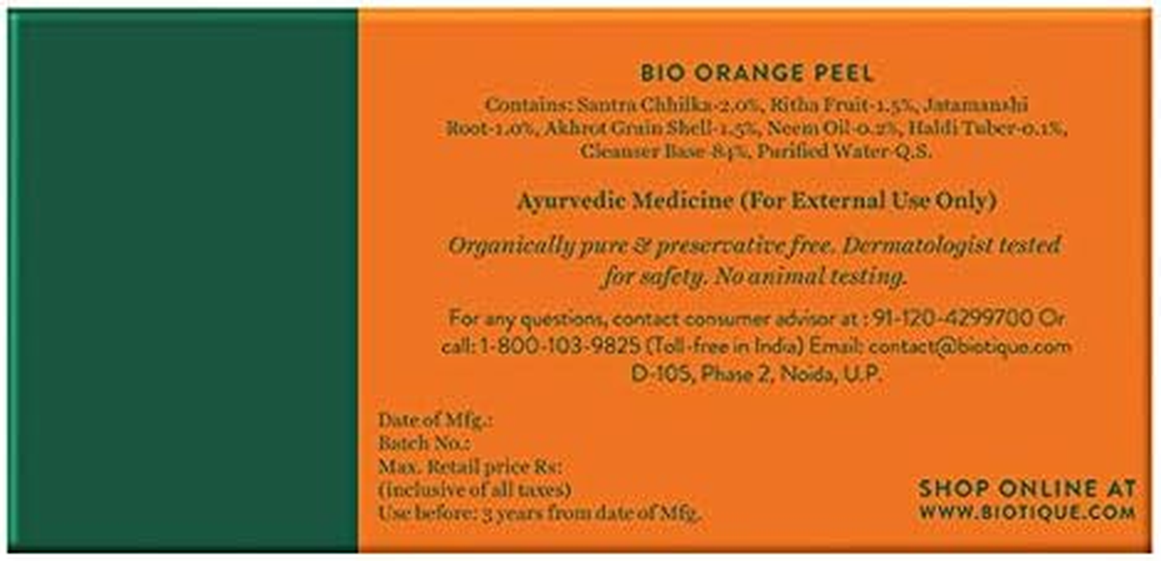 Biotique Bio Orange Peel Revitalizing Body Soap, 150G