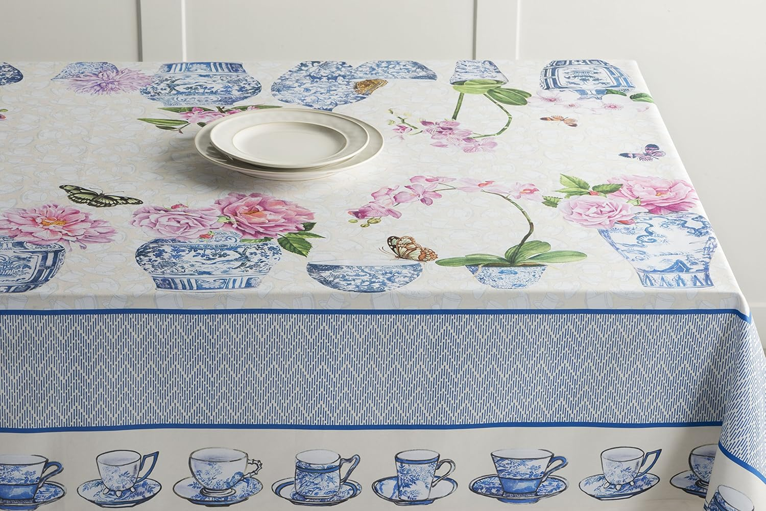 Maison D'Hermine Table Cloth Rectangle Table 100% Cotton 60 X 108 Inches Tablecloth Reusable Decorative Everyday Use for Dining Room, Farmhouse, Home, Party, Festive & Wedding Spring Summer - Canton image number 3