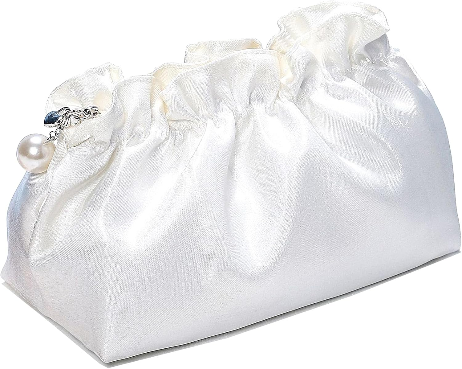 Zaciea Wrinkled Cosmetic Makeup Pouch Bag, Travel Toiletry Bag for Women (Pink)