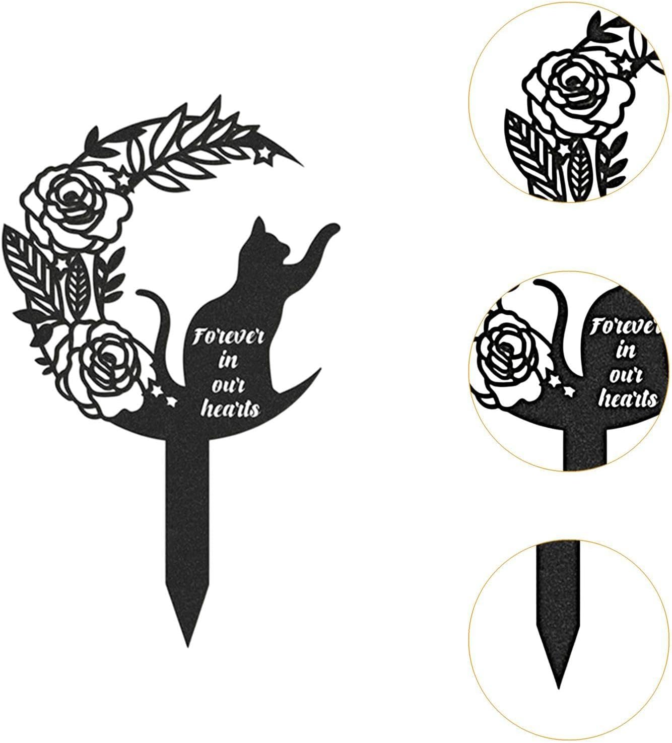MFMEXUL Cat Memorial Post, Pet Memorial Grave Marker, Silhouette, Statue, Cat, Metal, Decorative Stake for Garden, outside Terrace, Courtyard image number 4